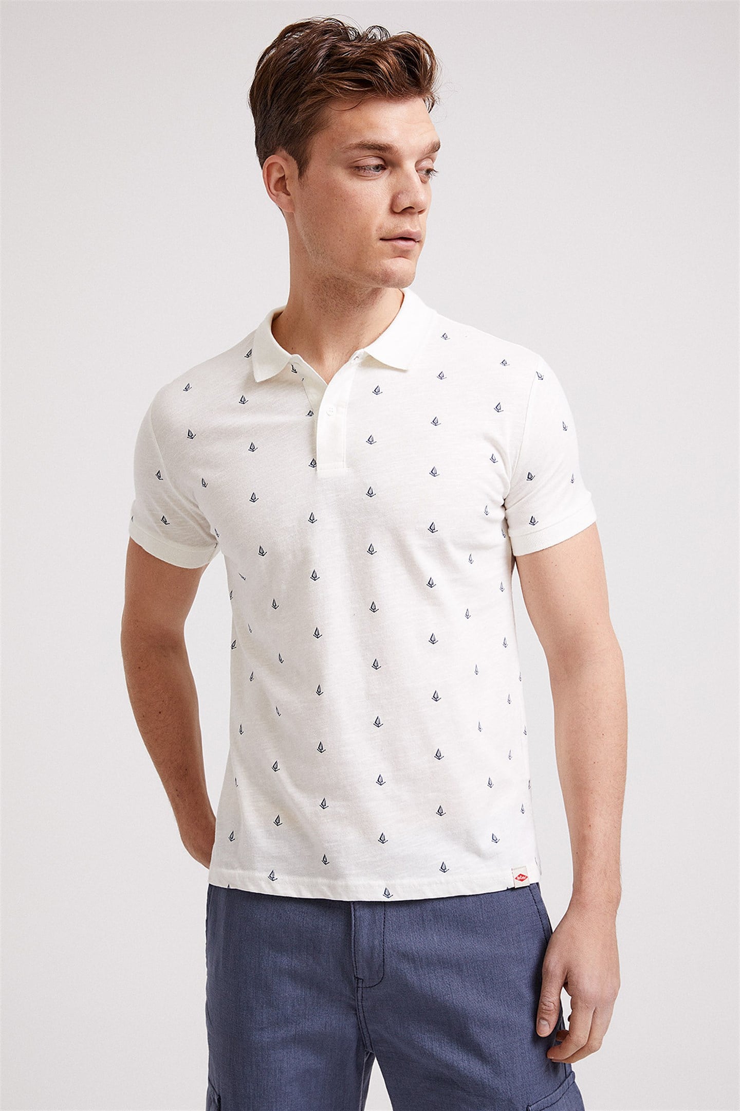 Sail Erkek %100 Pamuk Polo Yaka T-Shirt Ekru