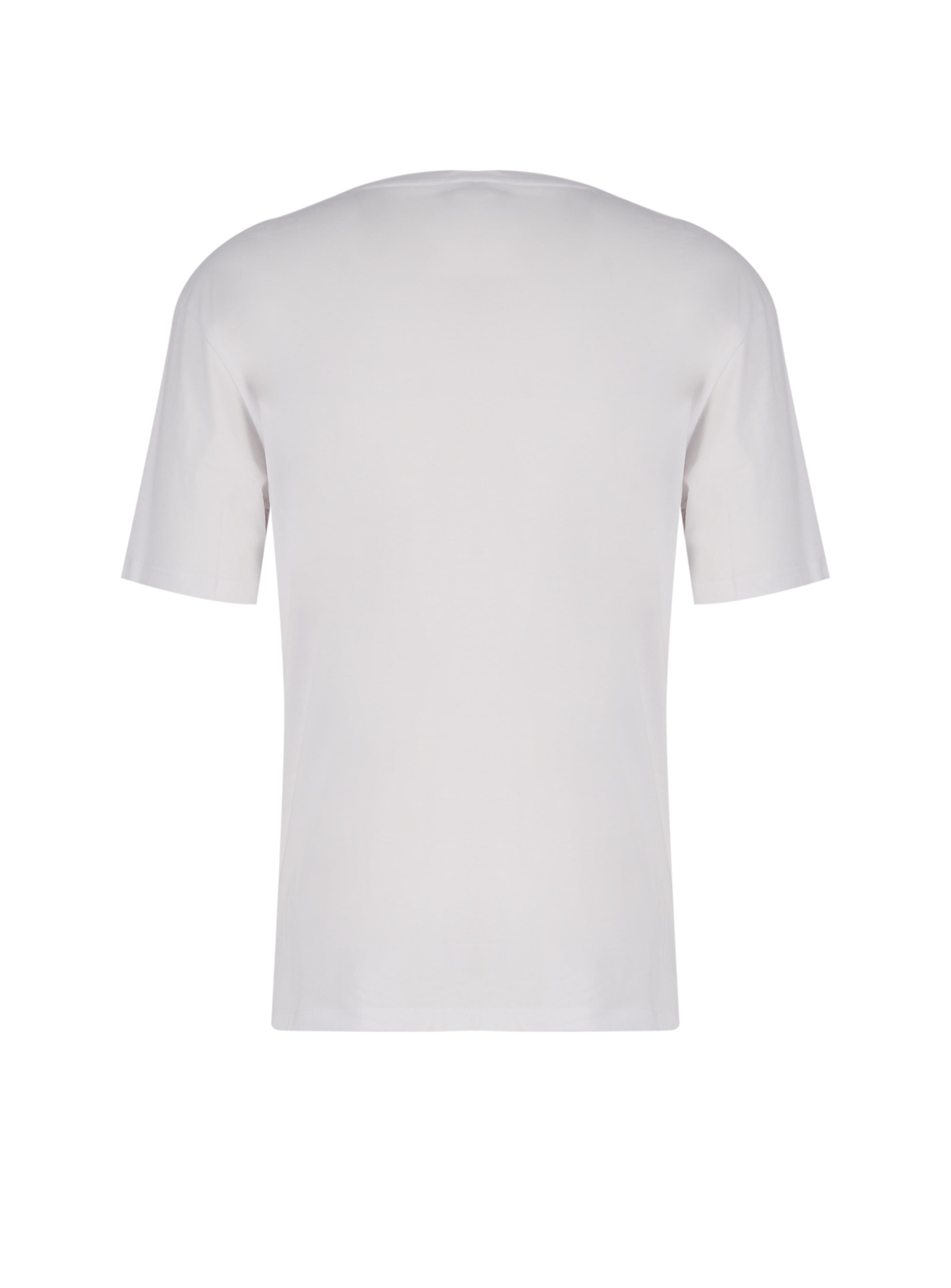 Sanders Erkek %100 Pamuk Bisiklet Yaka T-Shirt Beyaz