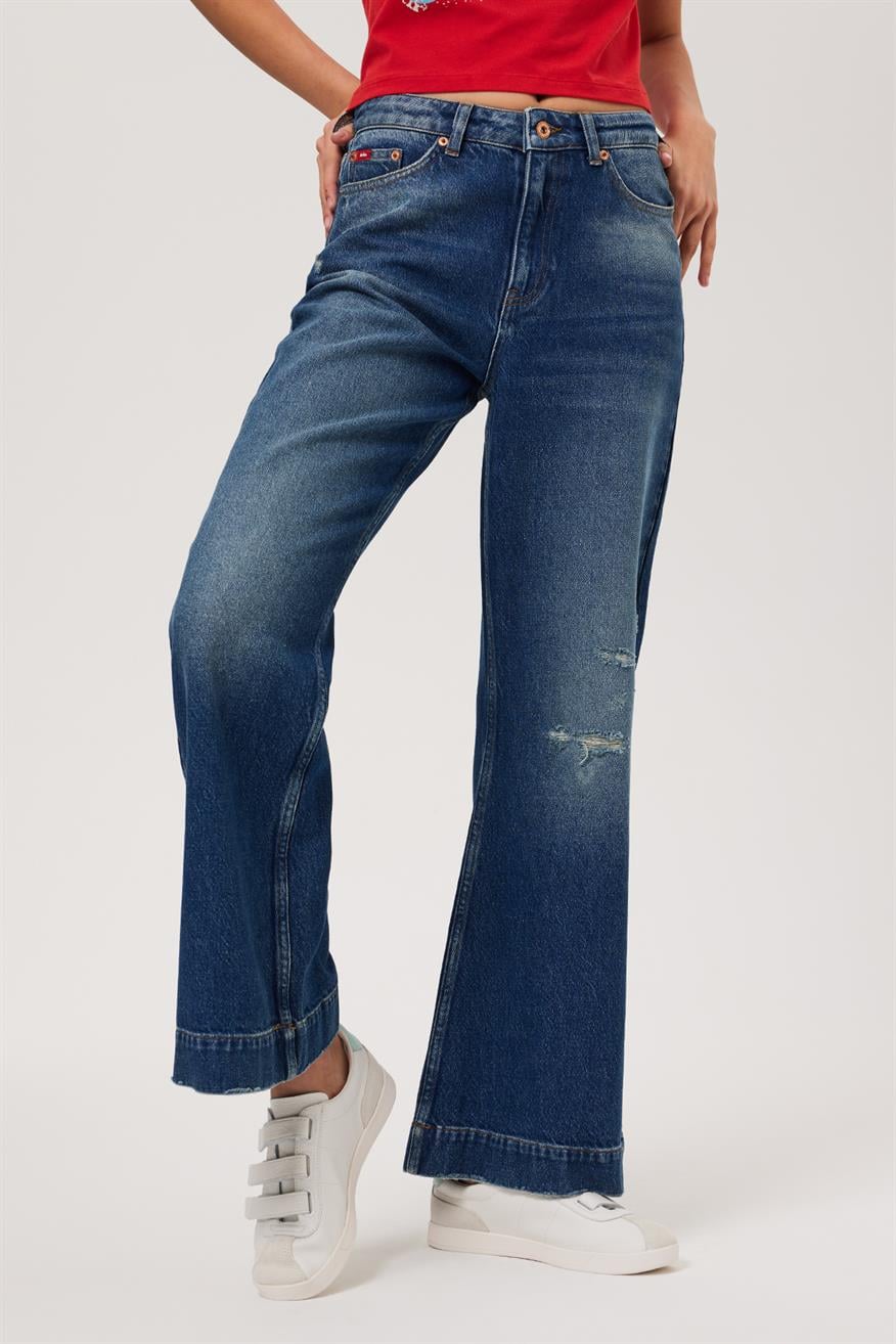 Sandy Kadın Jean Pantolon Blue Mıd