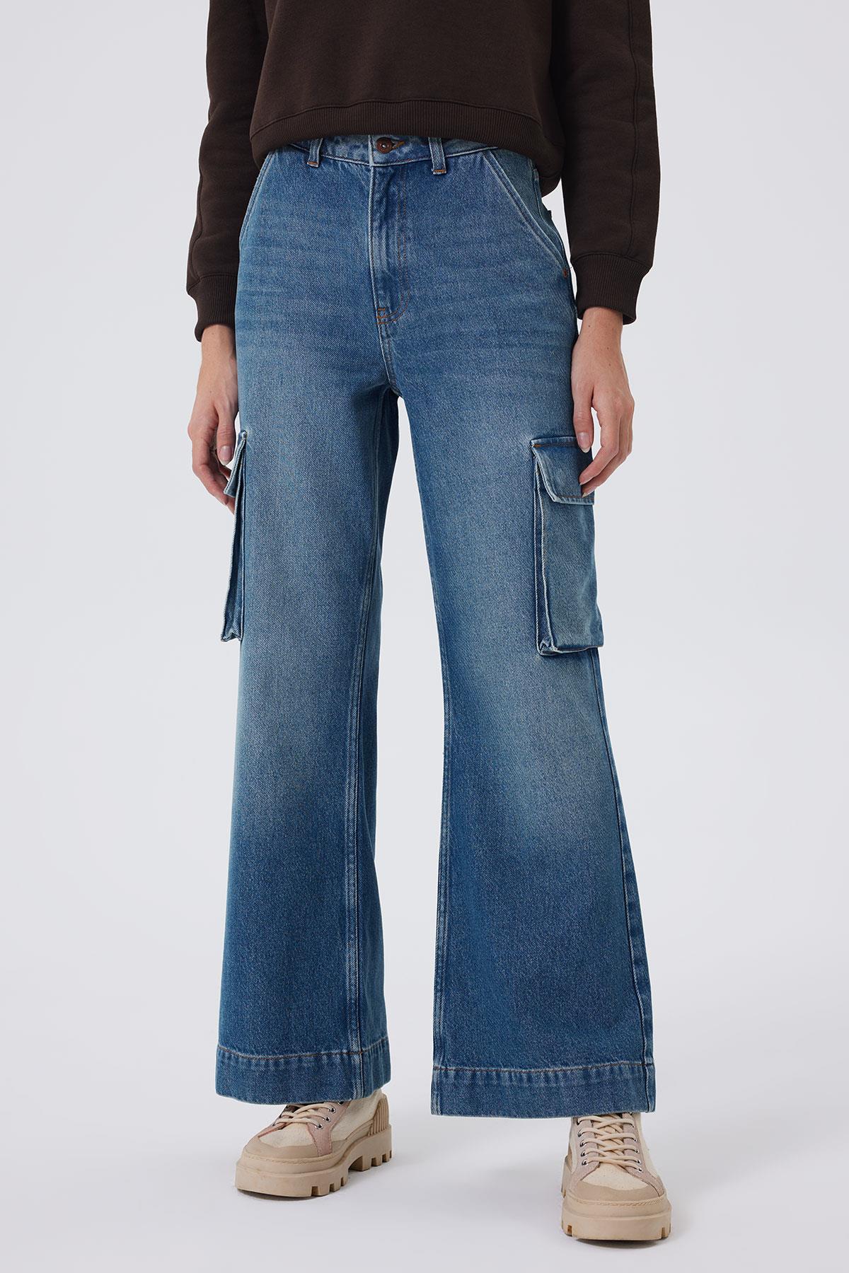 Sandy Kadın Jean Pantolon Cargo Federer