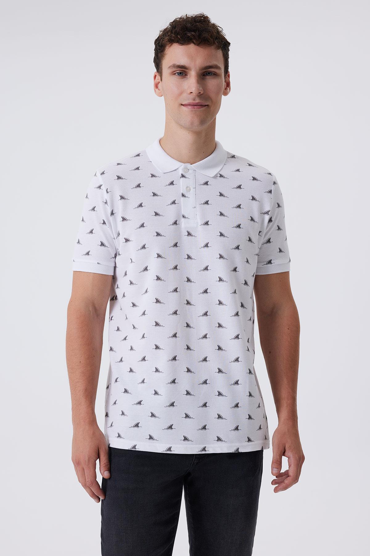 Shark Erkek Pike Polo Yaka T-Shırt Beyaz