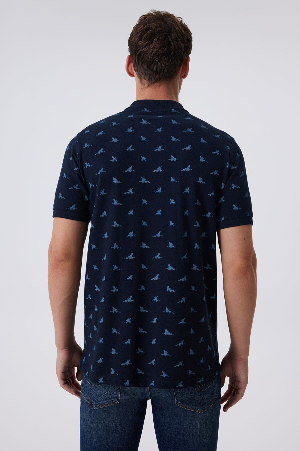 Shark Erkek %100 Pamuk Pike Polo Yaka T-Shirt Lacivert