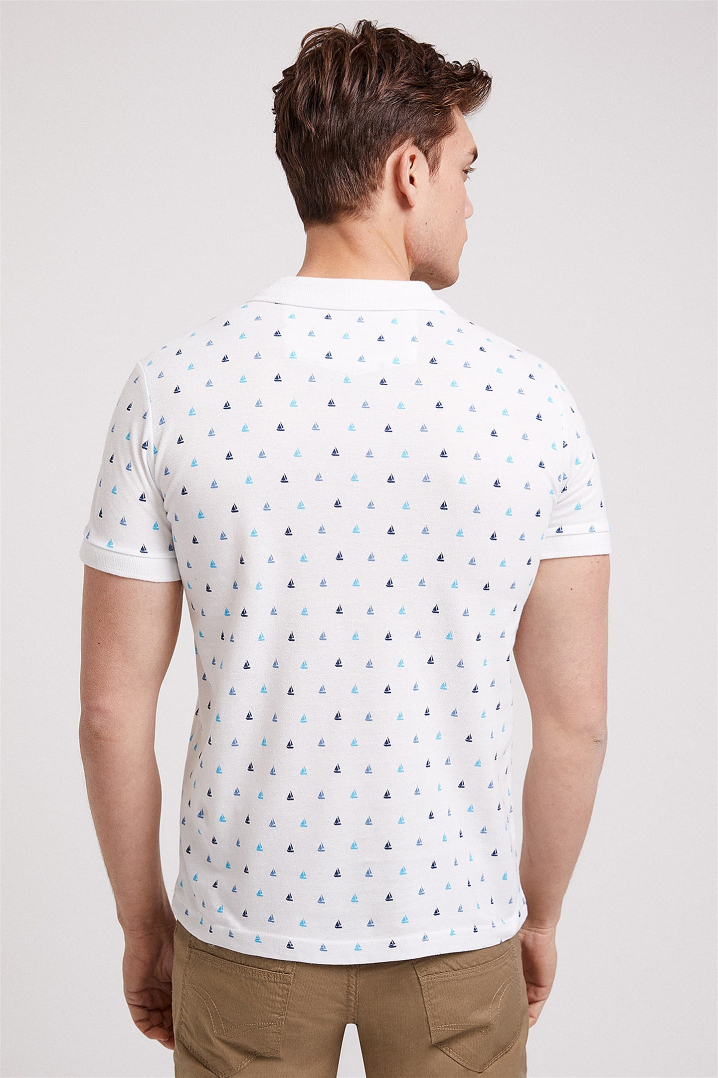Ship Erkek %100 Pamuk Polo Yaka T-Shirt Beyaz