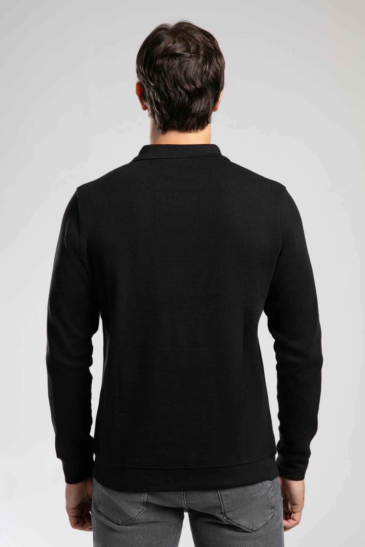 Sirius Erkek Polo Yaka Sweatshirt Siyah