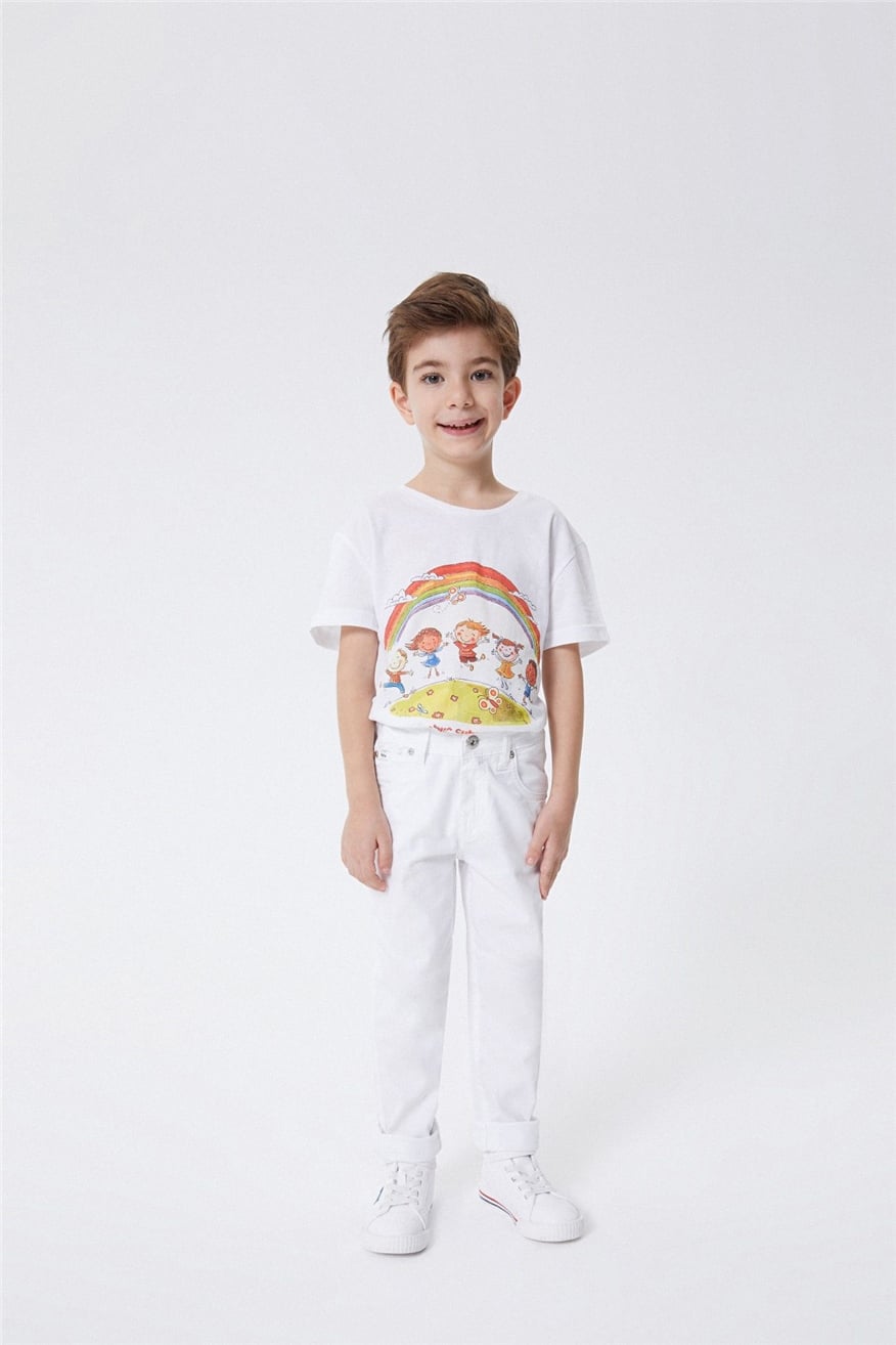 Sky Erkek Çocuk Slim Straight Pantolon Beyaz