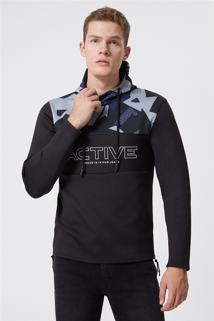 Skyler Erkek Kapüşonlu Sweatshirt Siyah