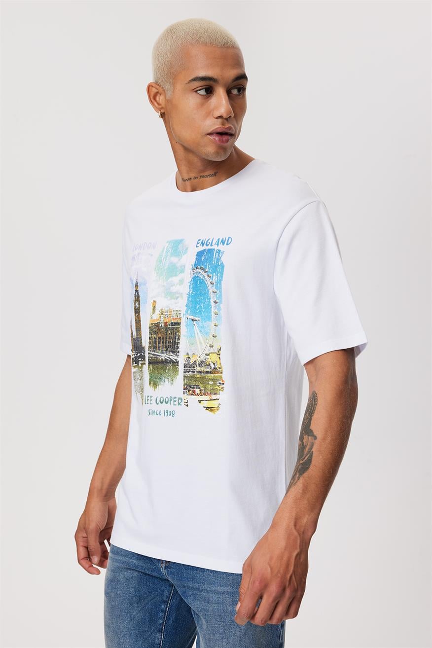 Soho Erkek %100 Pamuk O Yaka T-Shirt Beyaz