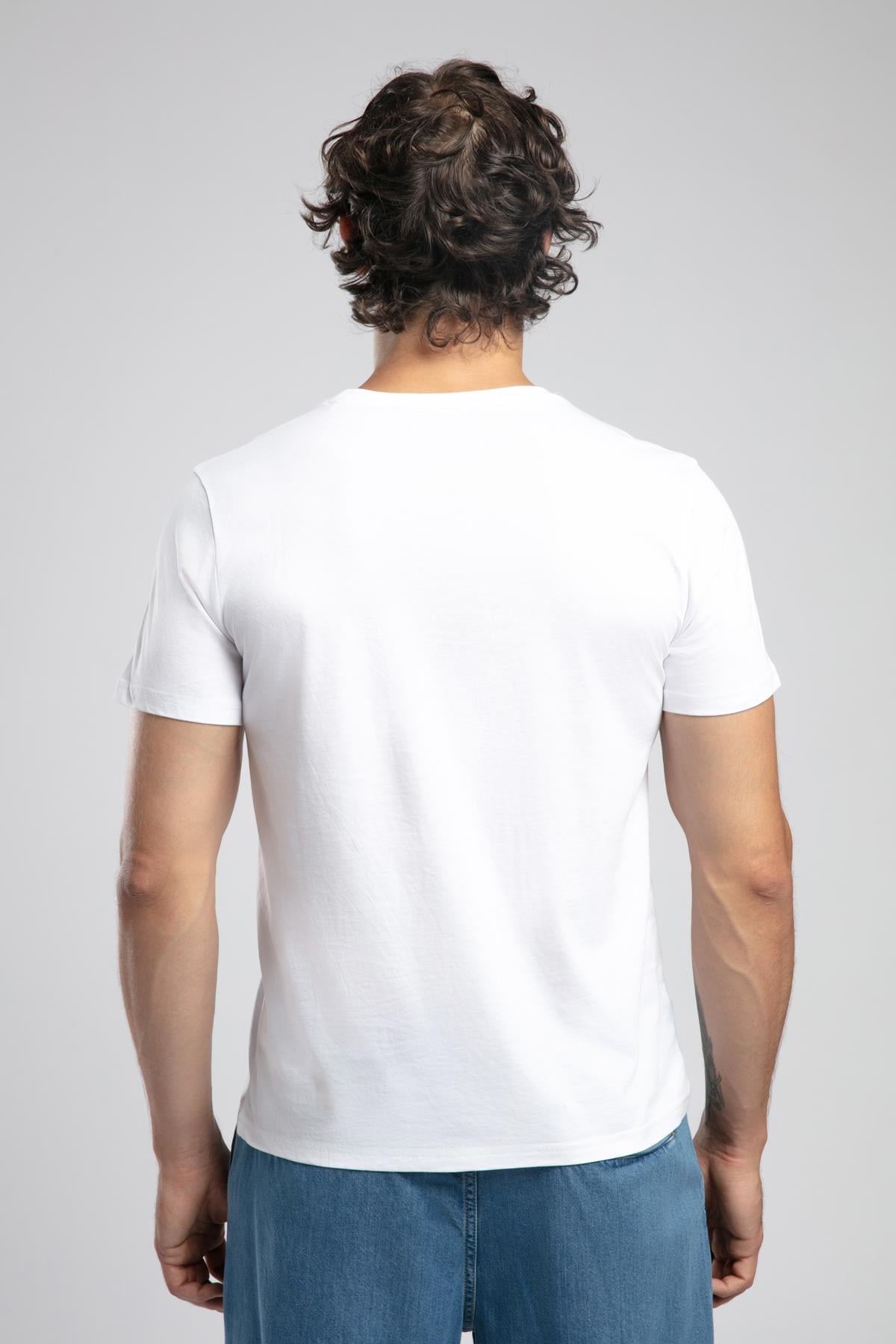 Stew Erkek %100 Pamuk O Yaka T-Shirt Beyaz