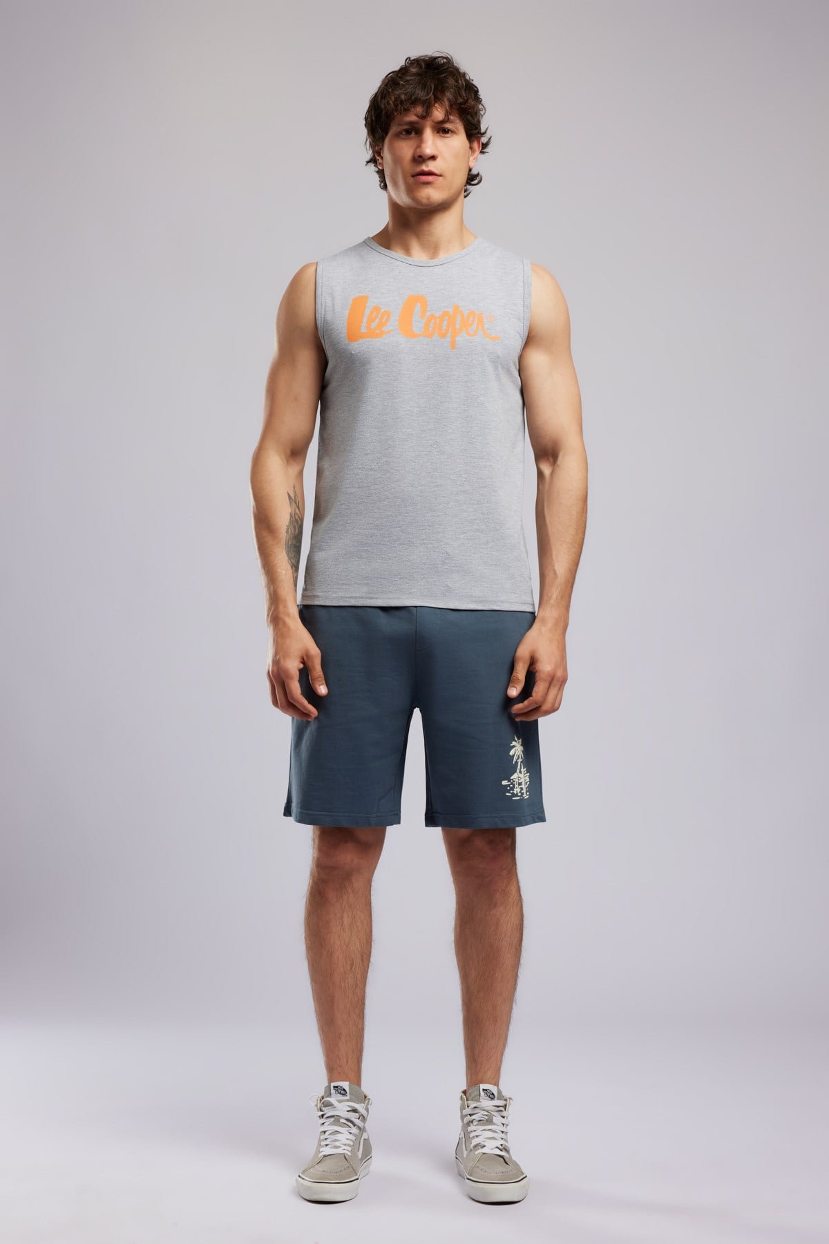Summer Erkek Regular Fit %100 Pamuk Baskılı Bisiklet Yaka Atlet Sarı