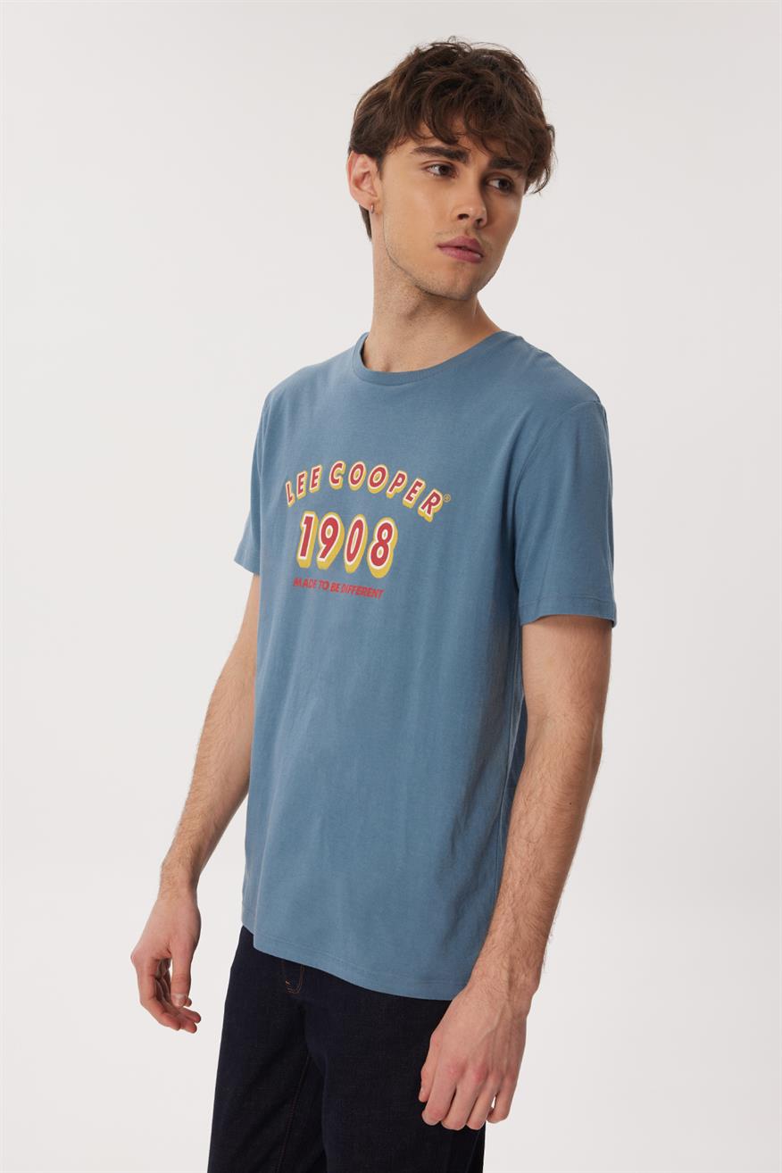 Sunny Erkek %100 Pamuk O Yaka T-Shirt İndigo