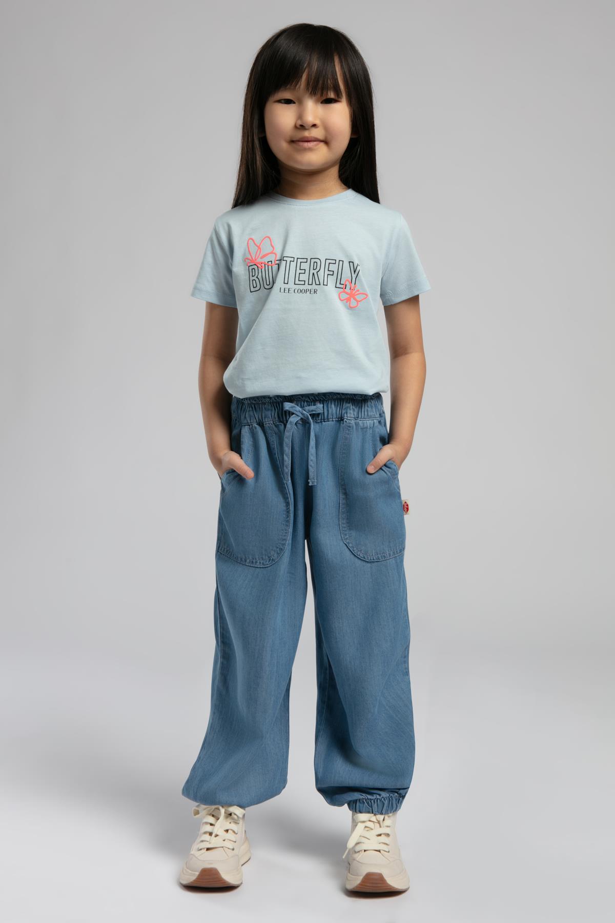 Tanny Normal Bel Rahat Kesim Bilekte Lastikli Paça Mavi Kız Çocuk Jean Pantolon