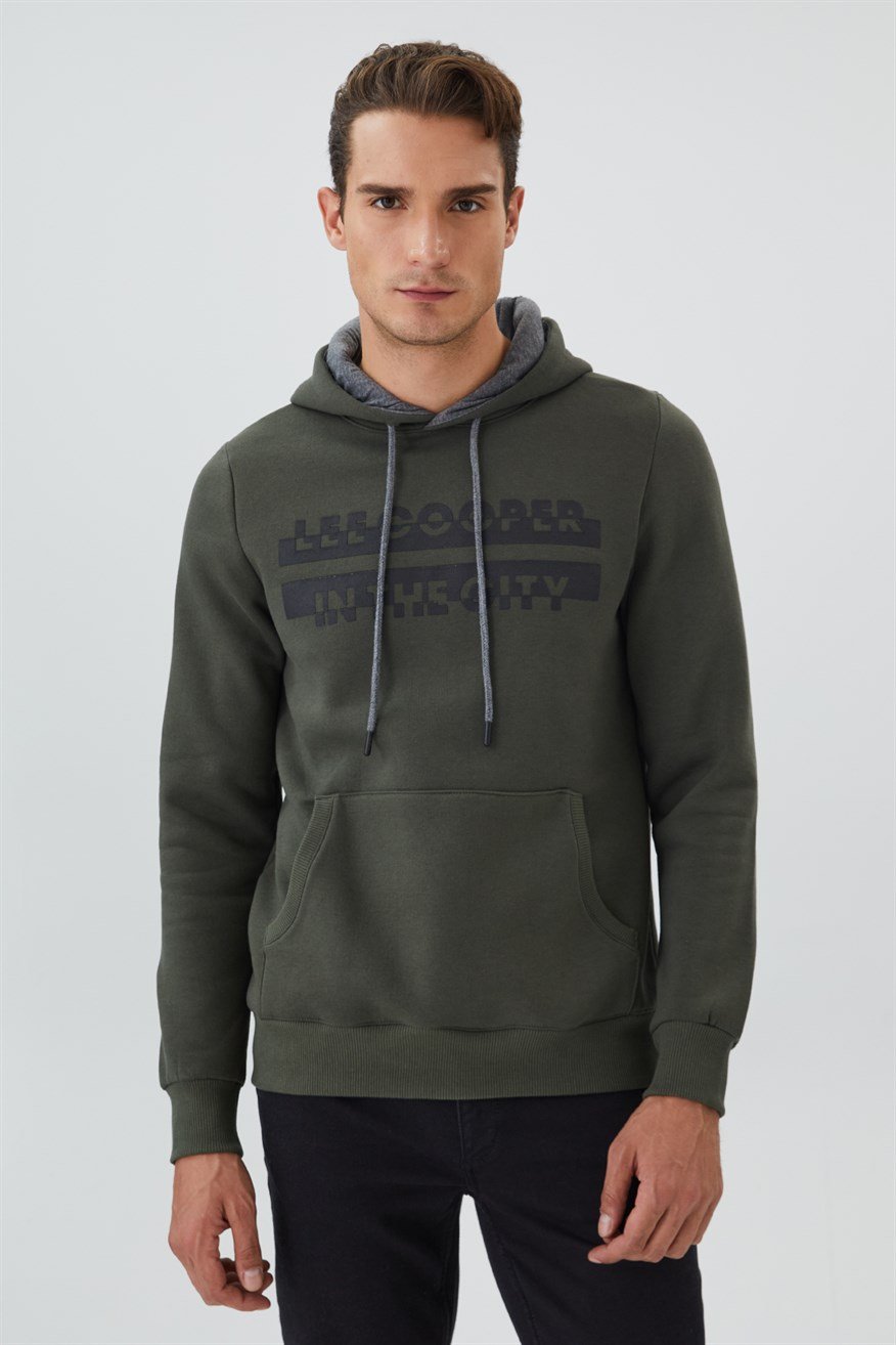 Tess Erkek Kapüşonlu Sweatshırt Haki