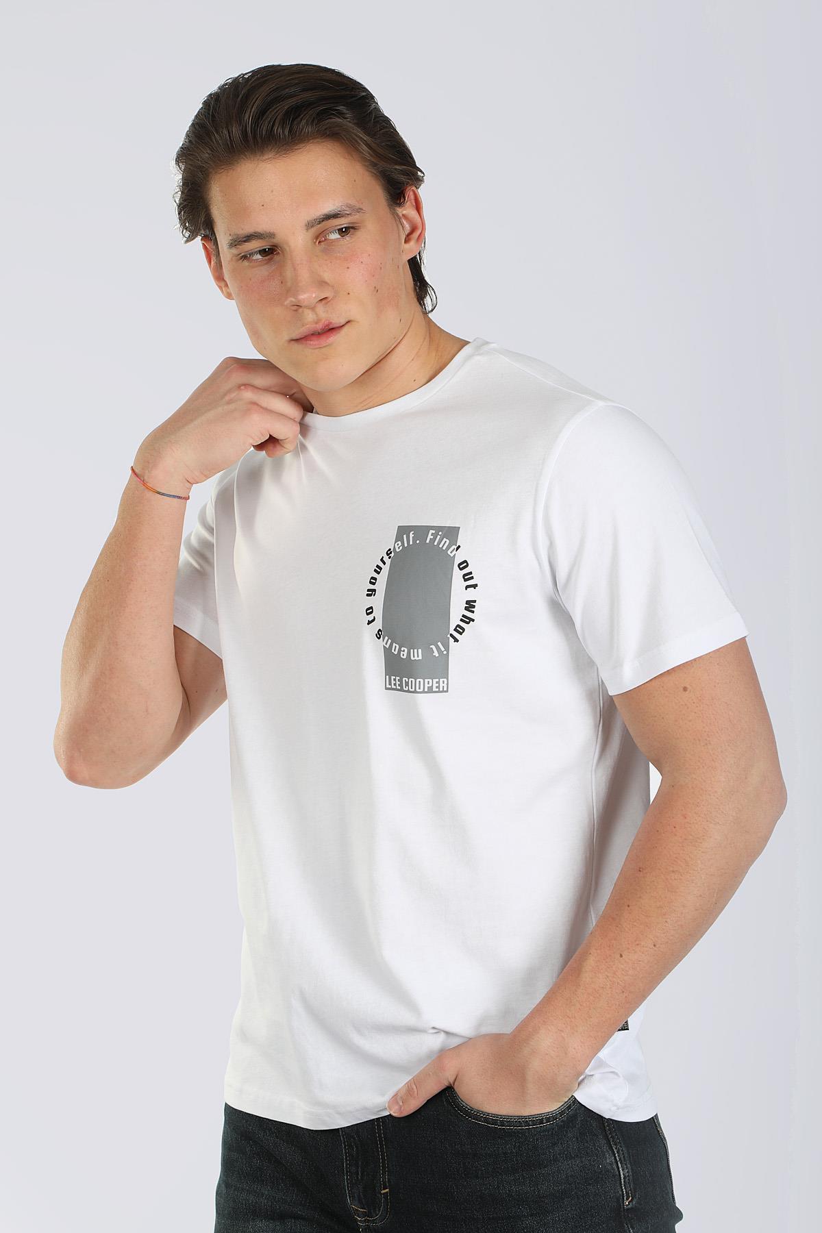Tesse Erkek %100 Pamuk O Yaka T-Shirt Beyaz