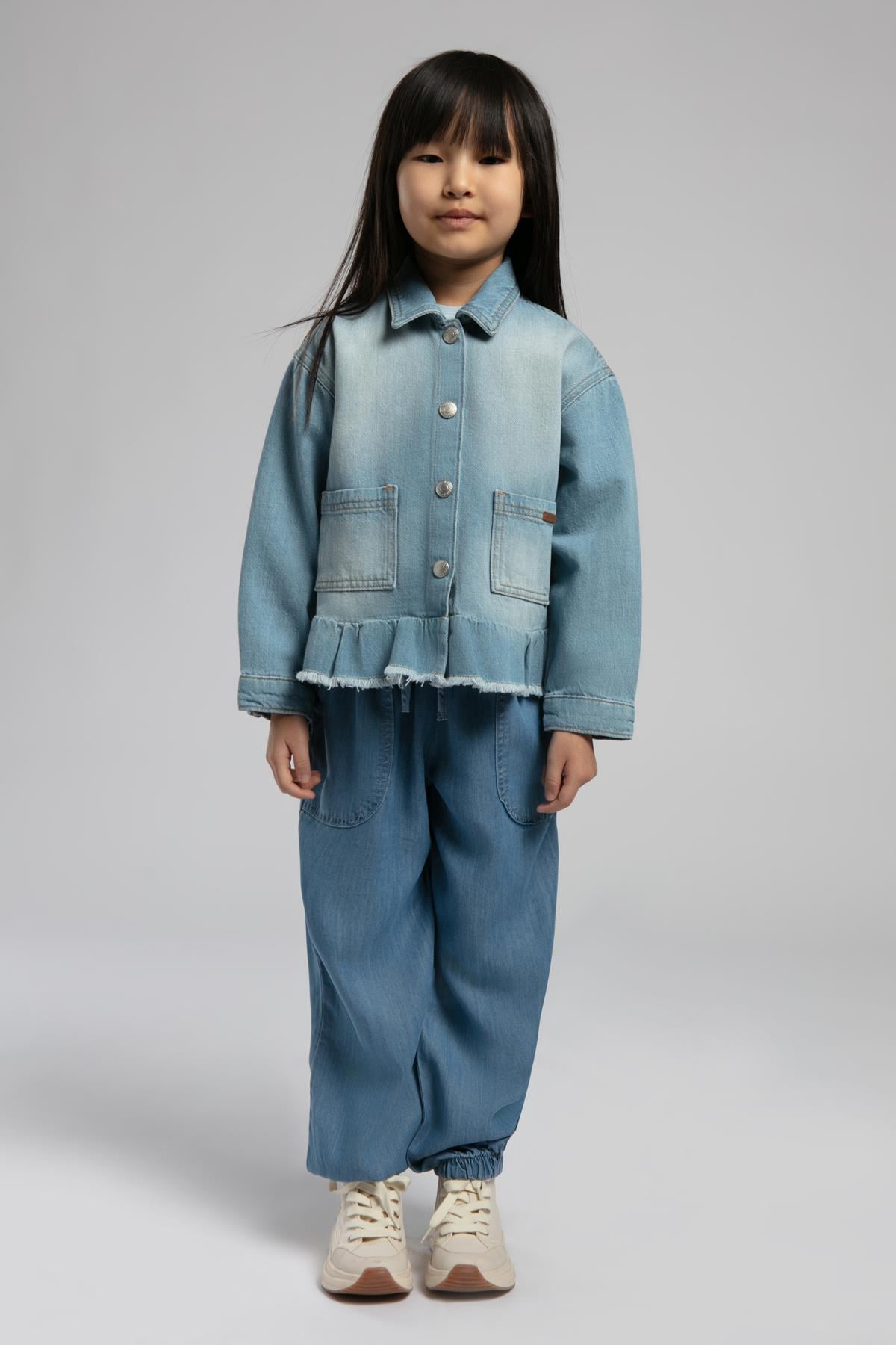 Tiara Kız Çocuk %100 Pamuk Jean Ceket Denim