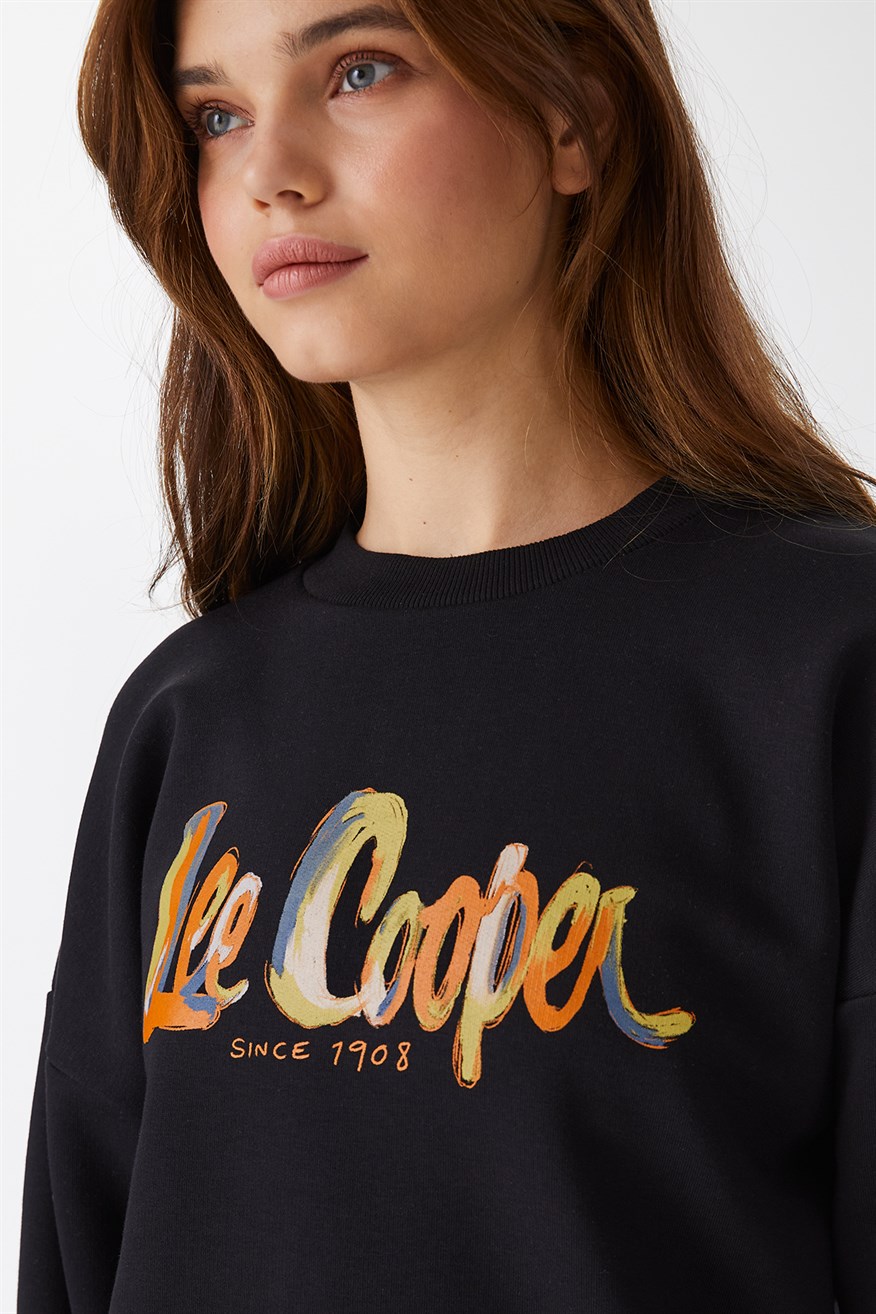Tila Kadın Bisiklet Yaka Sweatshirt Siyah