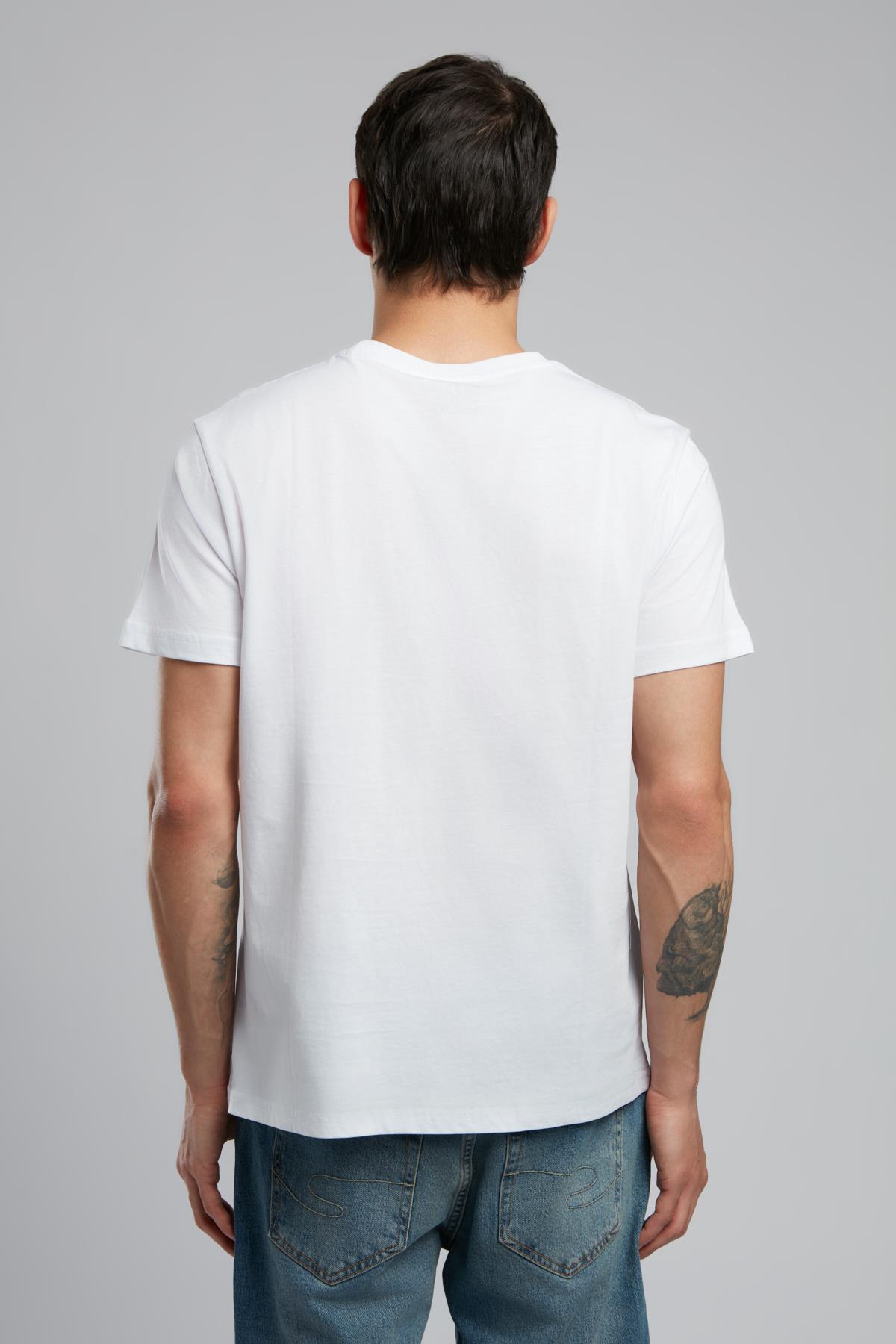 Zora Erkek %100 Pamuk O Yaka T-Shirt Beyaz