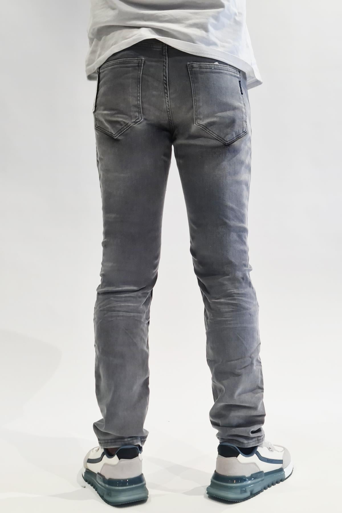 Tom Tailor Normal Bel Dar Kesim Dar Paça Gri Erkek Jean Pantolon