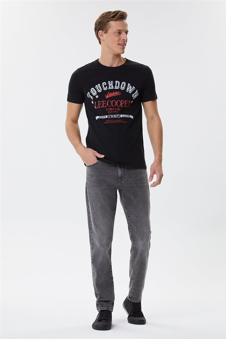 Touch Erkek %100 Pamuk Bisiklet Yaka T-Shirt Siyah