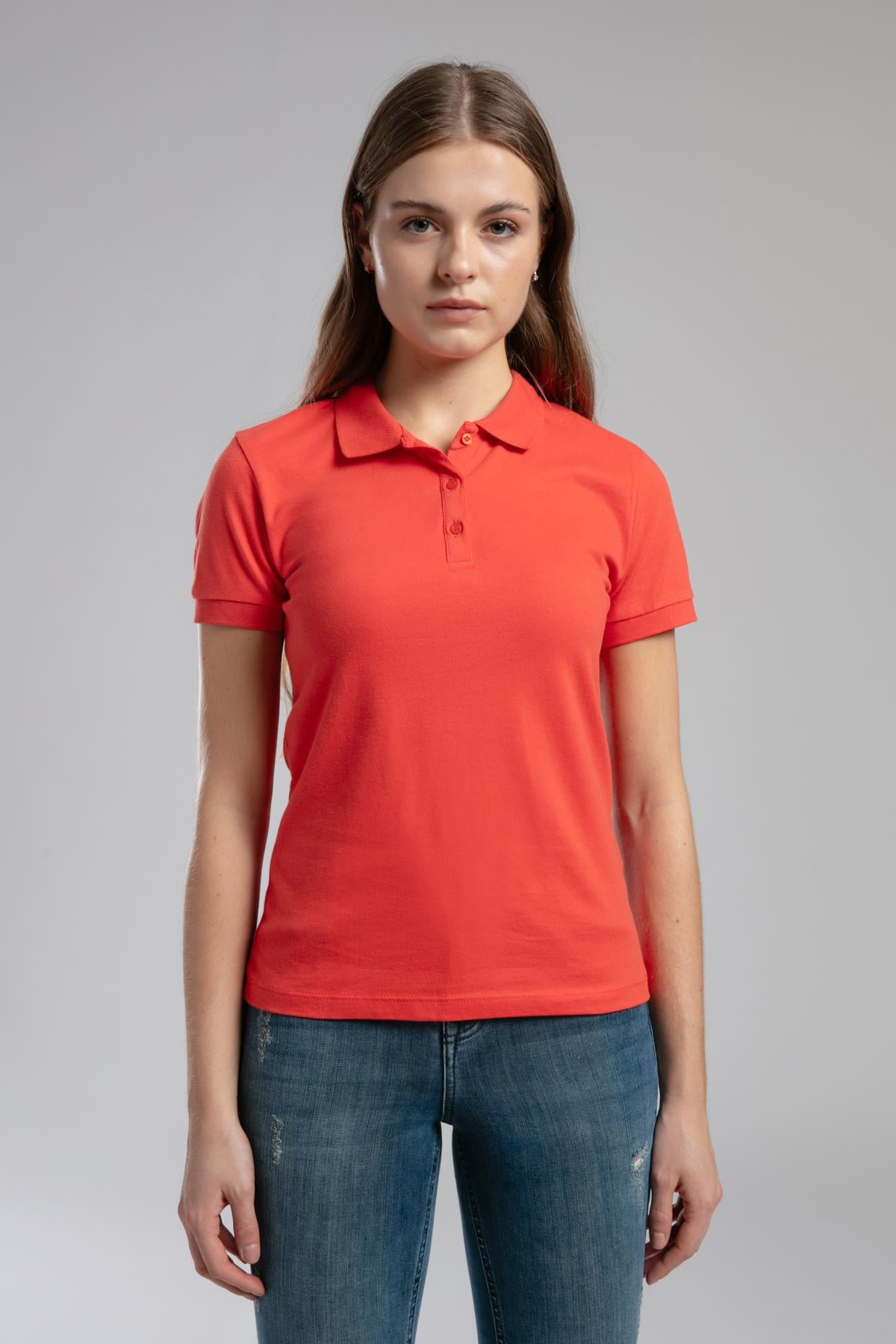 Twıko Kadın Pike Polo Yaka T-Shırt Mercan