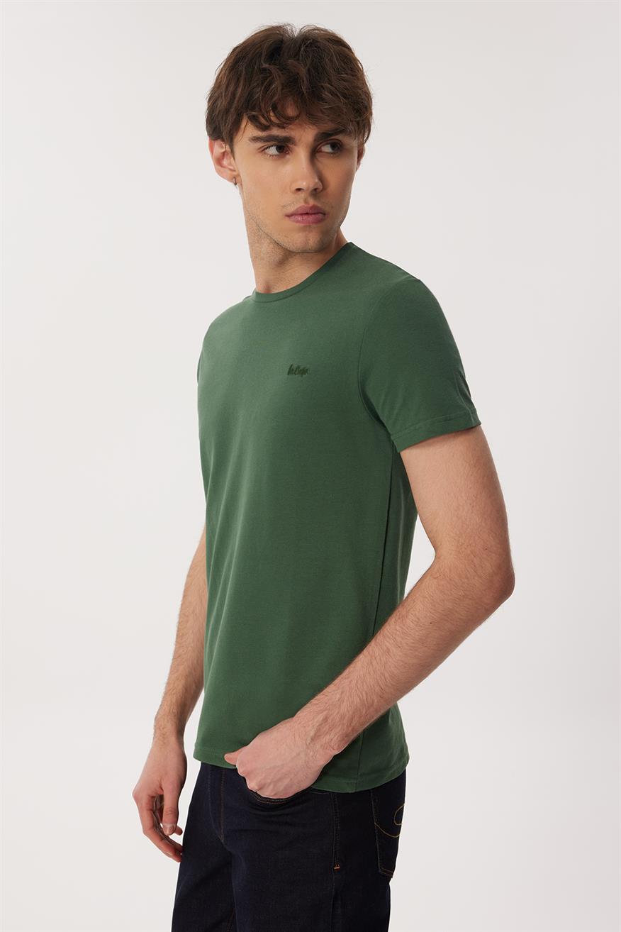 Twingo 1 Erkek %100 Pamuk O Yaka Pike T-Shirt Koyu Yeşil