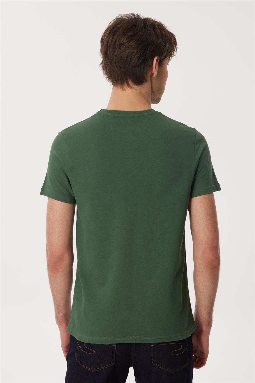 Twingo 1 Erkek %100 Pamuk O Yaka Pike T-Shirt Koyu Yeşil