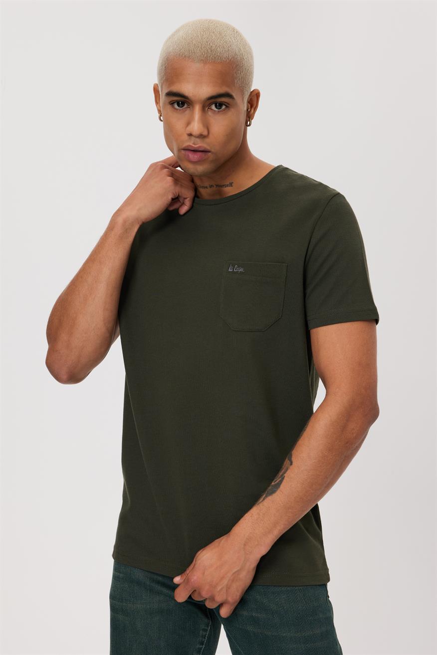 Twingo Erkek %100 Pamuk O Yaka Pike T-Shirt Haki