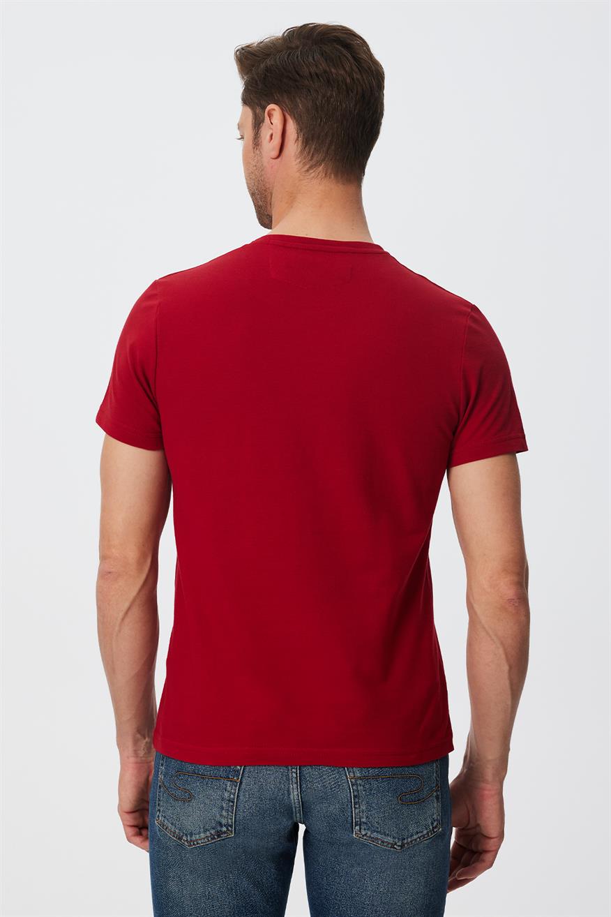 Twingo Erkek %100 Pamuk O Yaka Pike T-Shirt Kırmızı