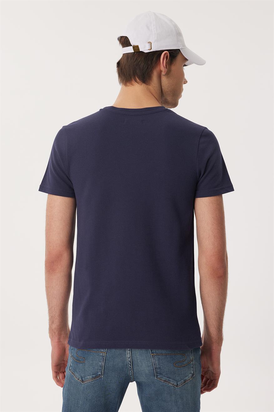 Twingos 3 Erkek %100 Pamuk Pike O Yaka T-Shirt Lacivert