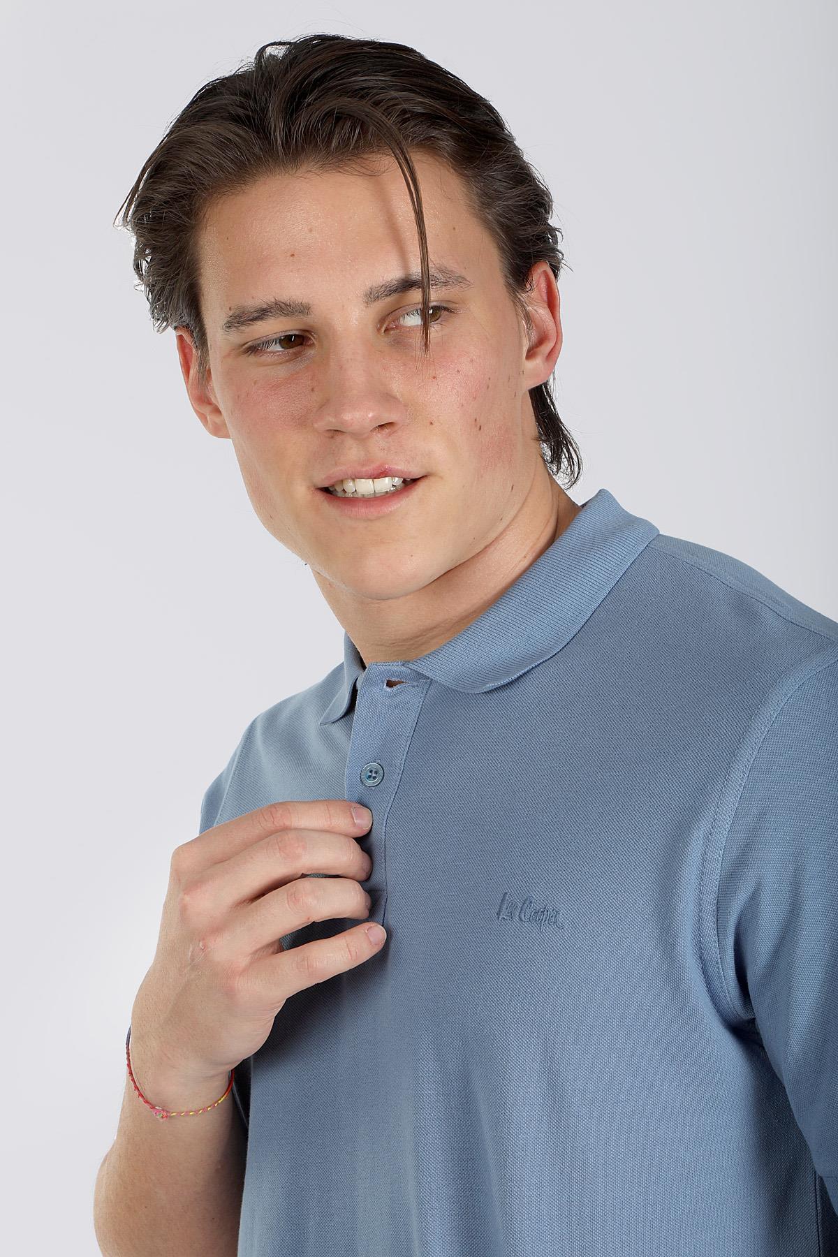 Twins 1 Erkek %100 Pamuk Pike Polo Yaka T-Shirt Açık Mavi