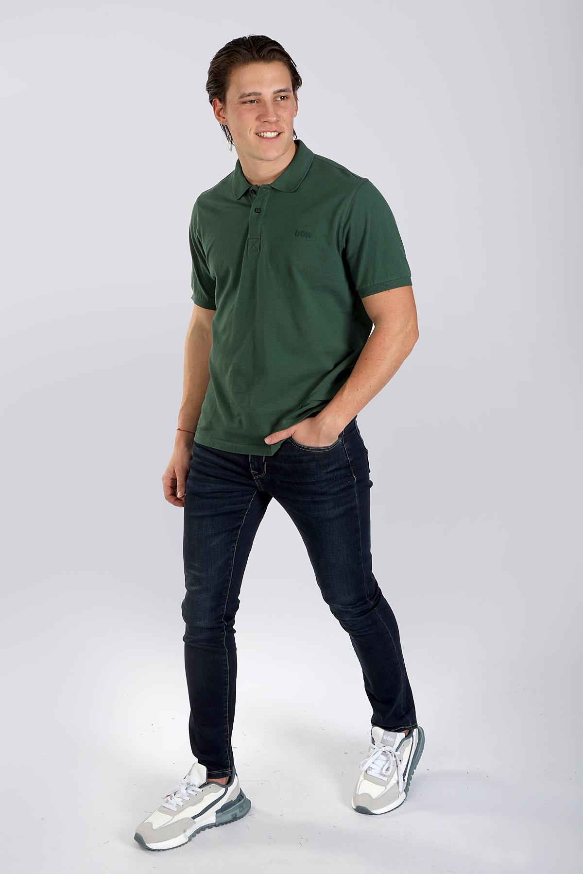 Twins 1 Erkek %100 Pamuk Pike Polo Yaka T-Shirt Koyu Yeşil
