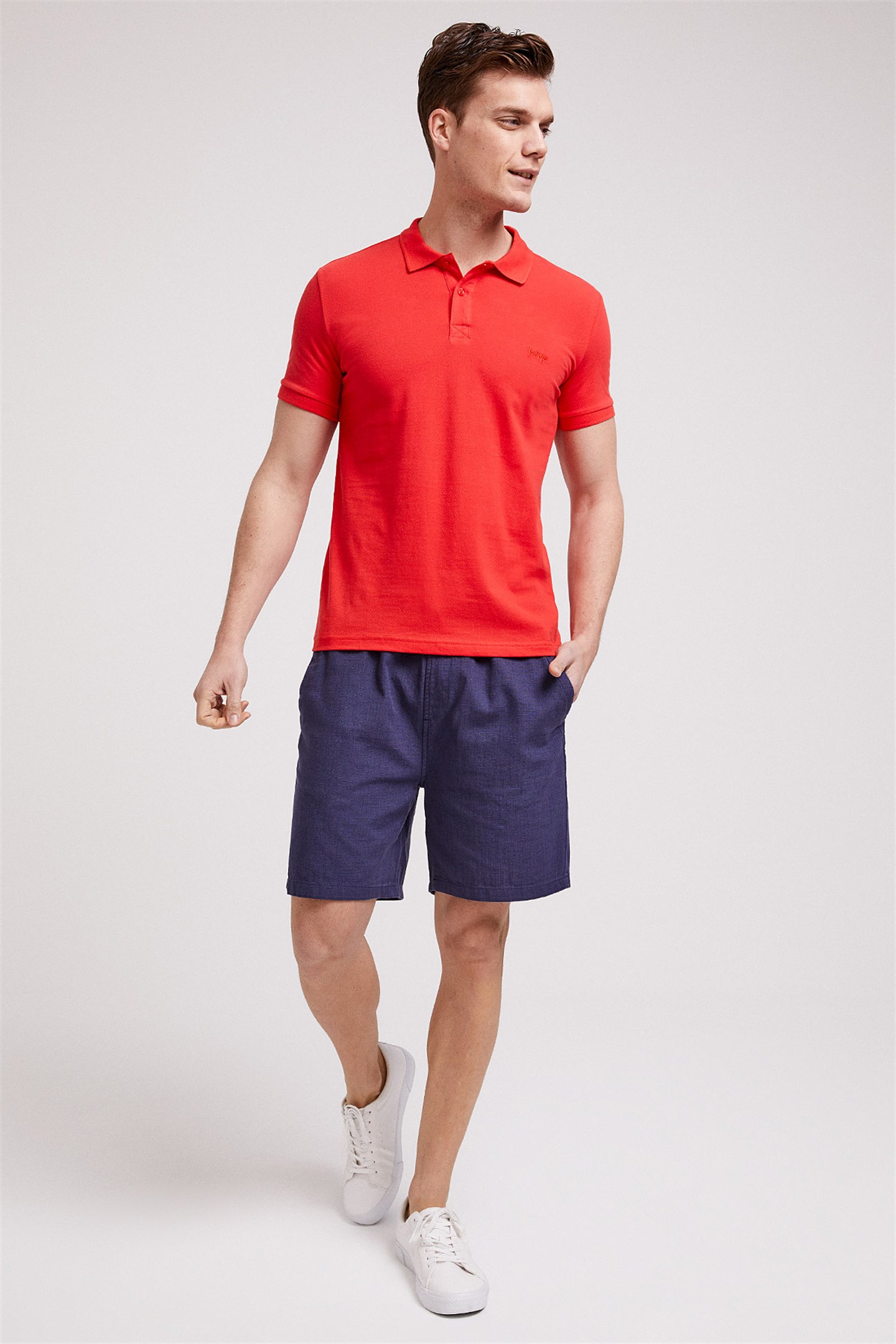 Twins Erkek %100 Pamuk Polo Yaka T-Shirt Mercan