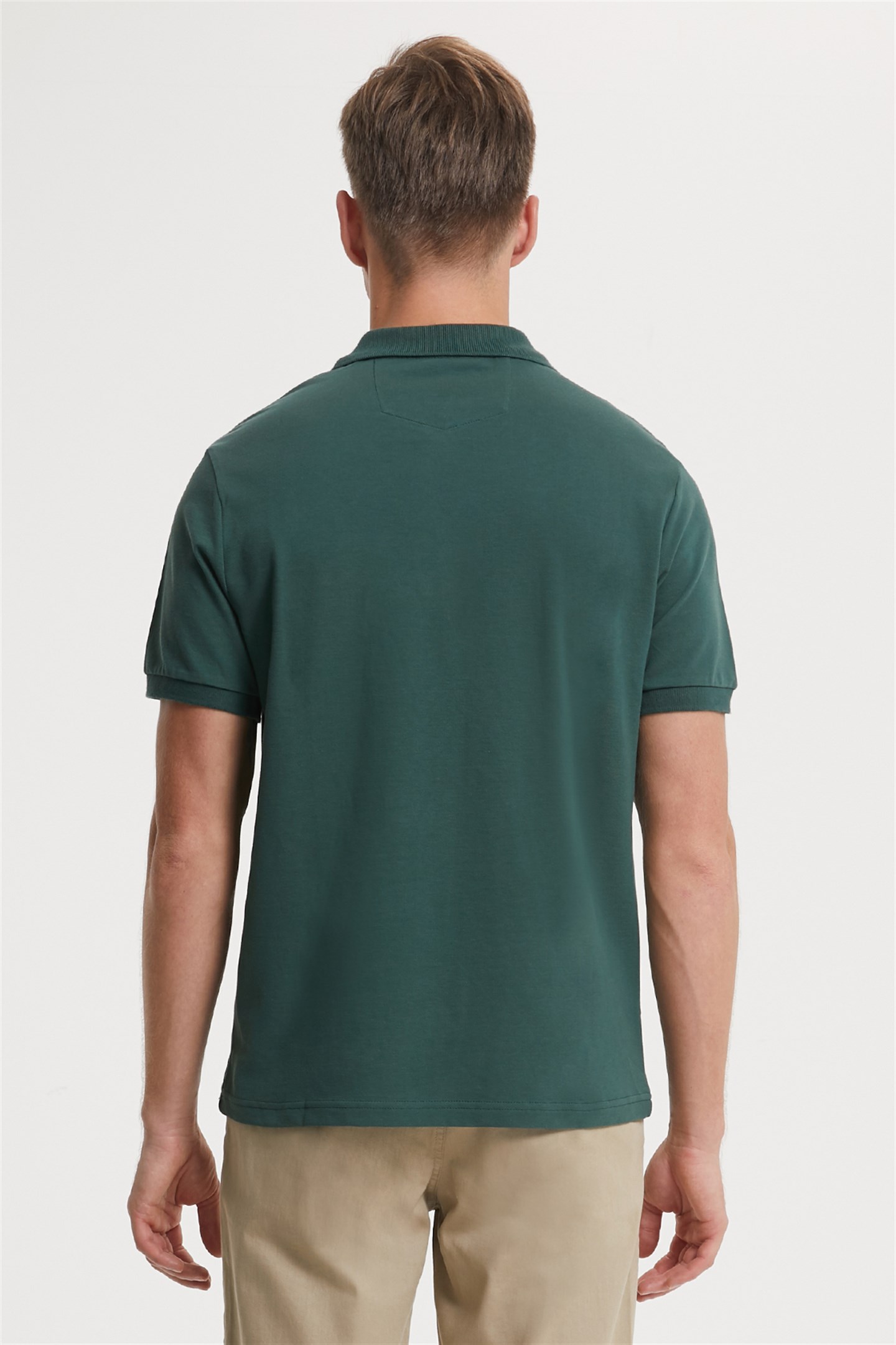 Twins Erkek %100 Pamuk Polo Yaka T-Shirt Koyu Yeşil
