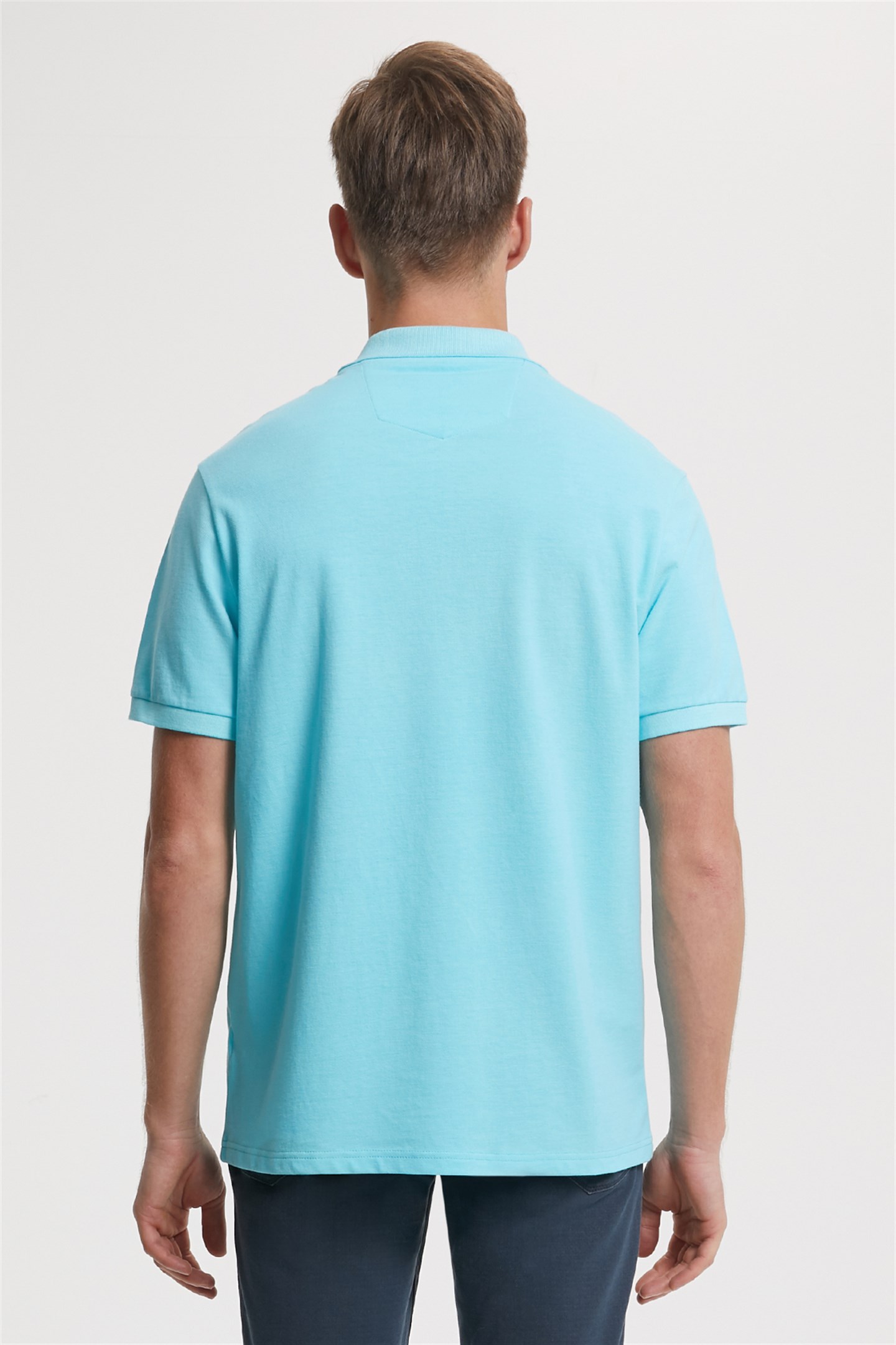Twins Erkek %100 Pamuk Polo Yaka T-Shirt Turkuaz