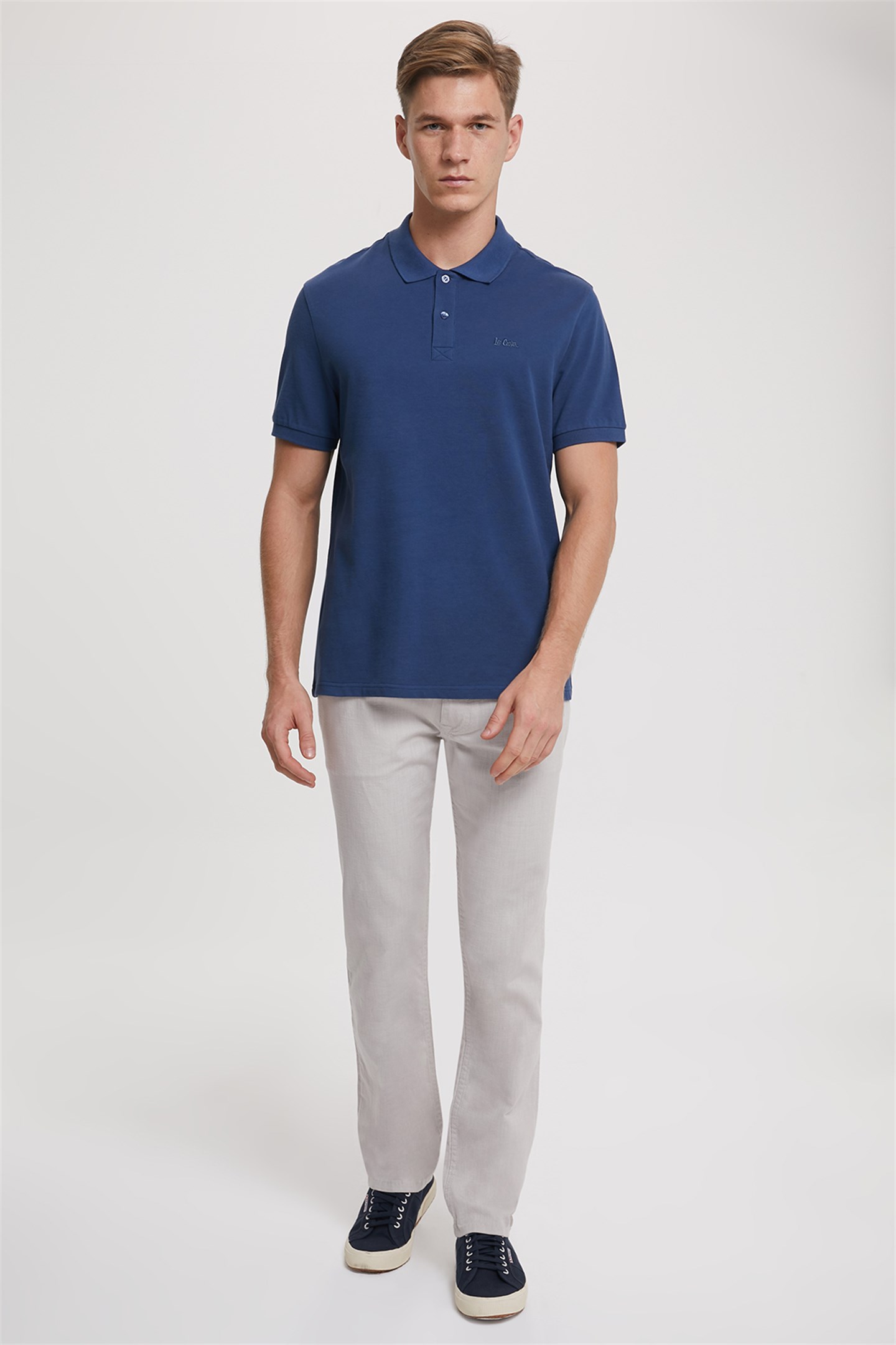 Twins Erkek %100 Pamuk Polo Yaka T-Shirt İndigo