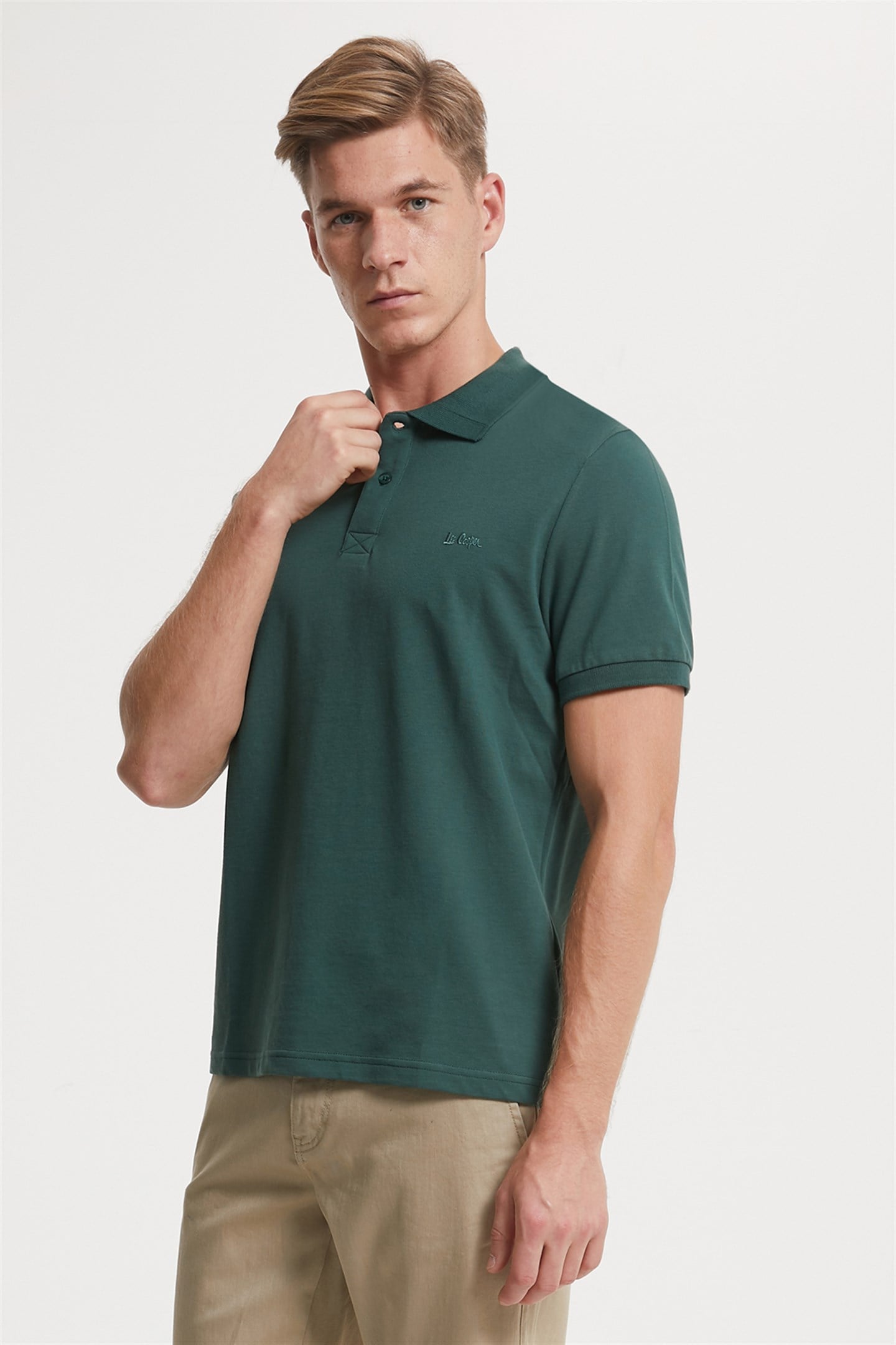 Twins Erkek %100 Pamuk Polo Yaka T-Shirt Koyu Yeşil