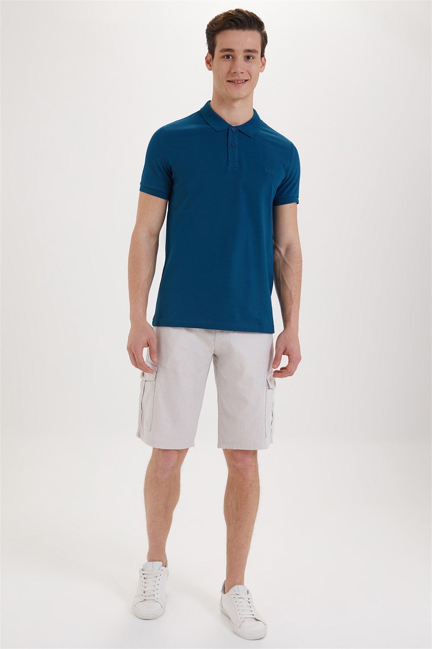 Twins Erkek %100 Pamuk Polo Yaka T-Shirt Petrol