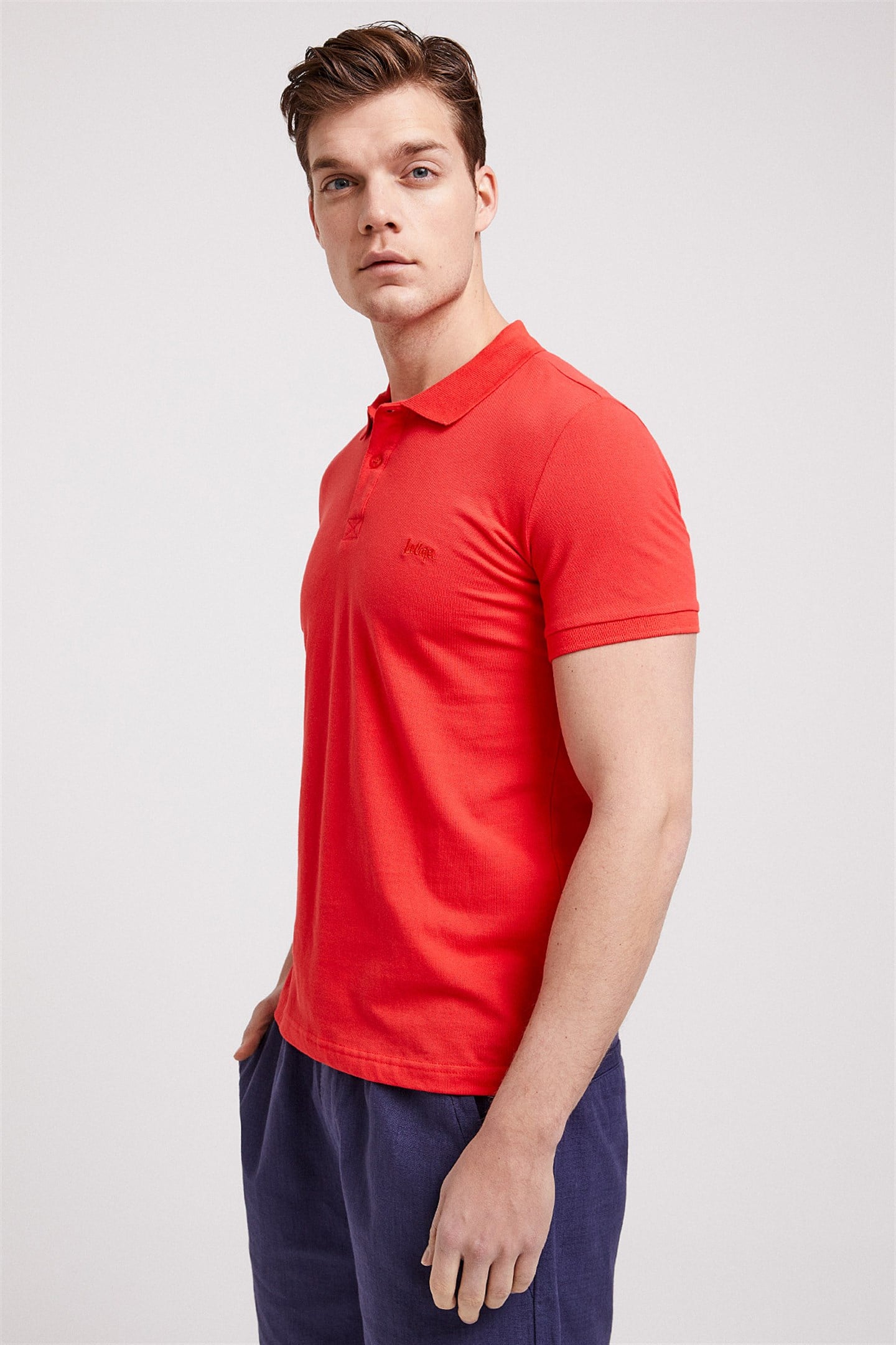 Twins Erkek %100 Pamuk Polo Yaka T-Shirt Mercan