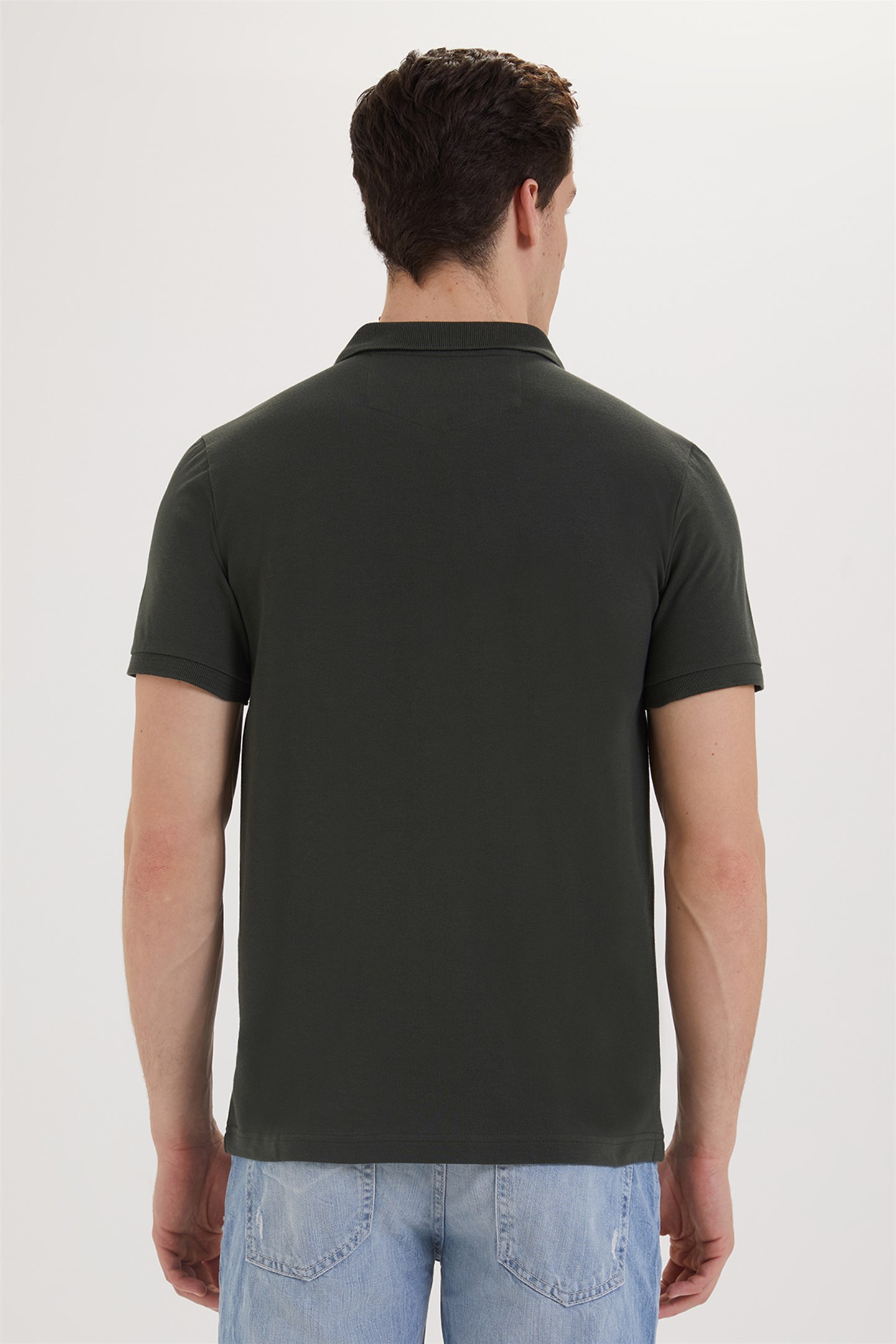 Twins Erkek %100 Pamuk Polo Yaka T-Shirt Olive