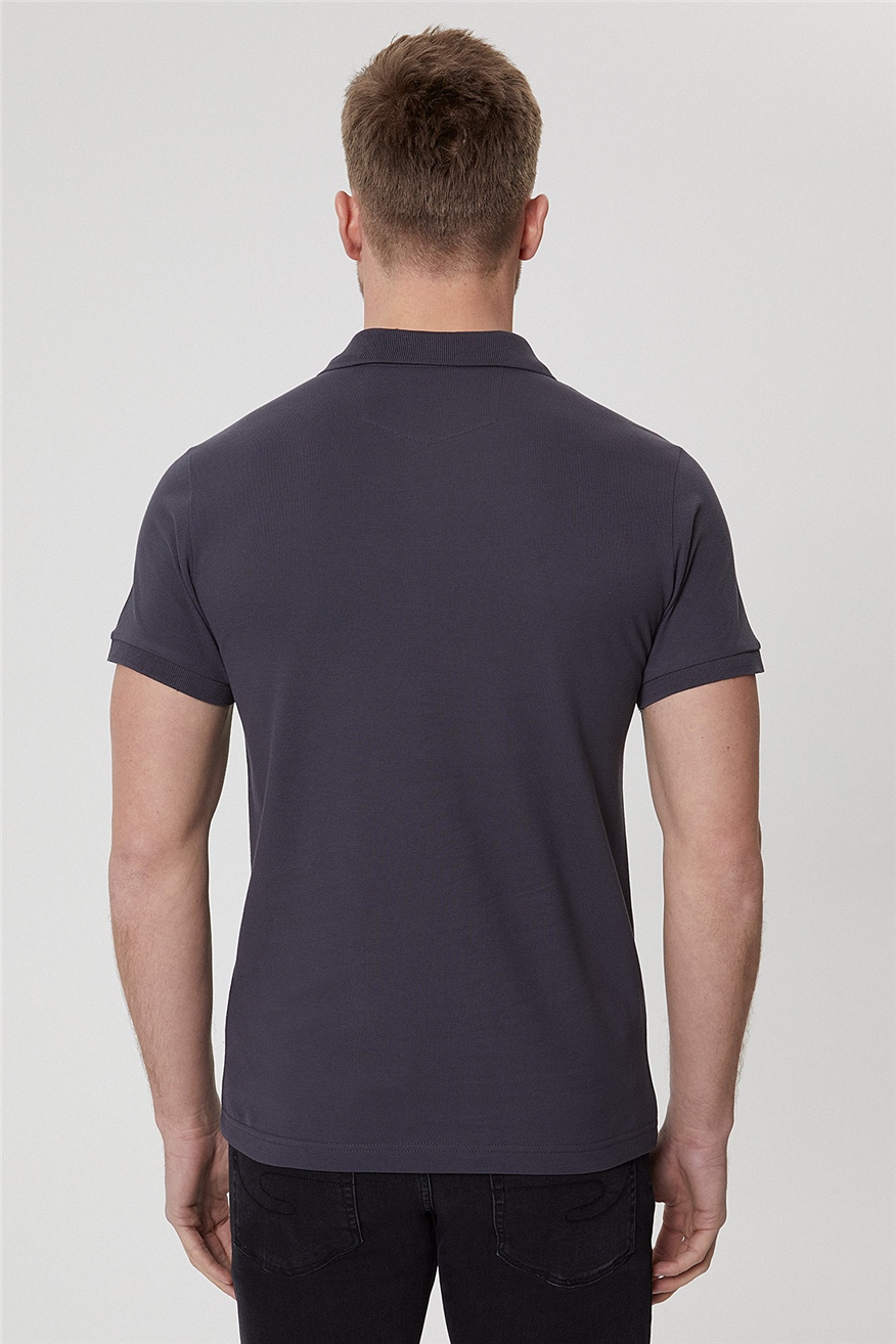 Twins Erkek %100 Pamuk Polo Yaka T-Shirt Antrasit 