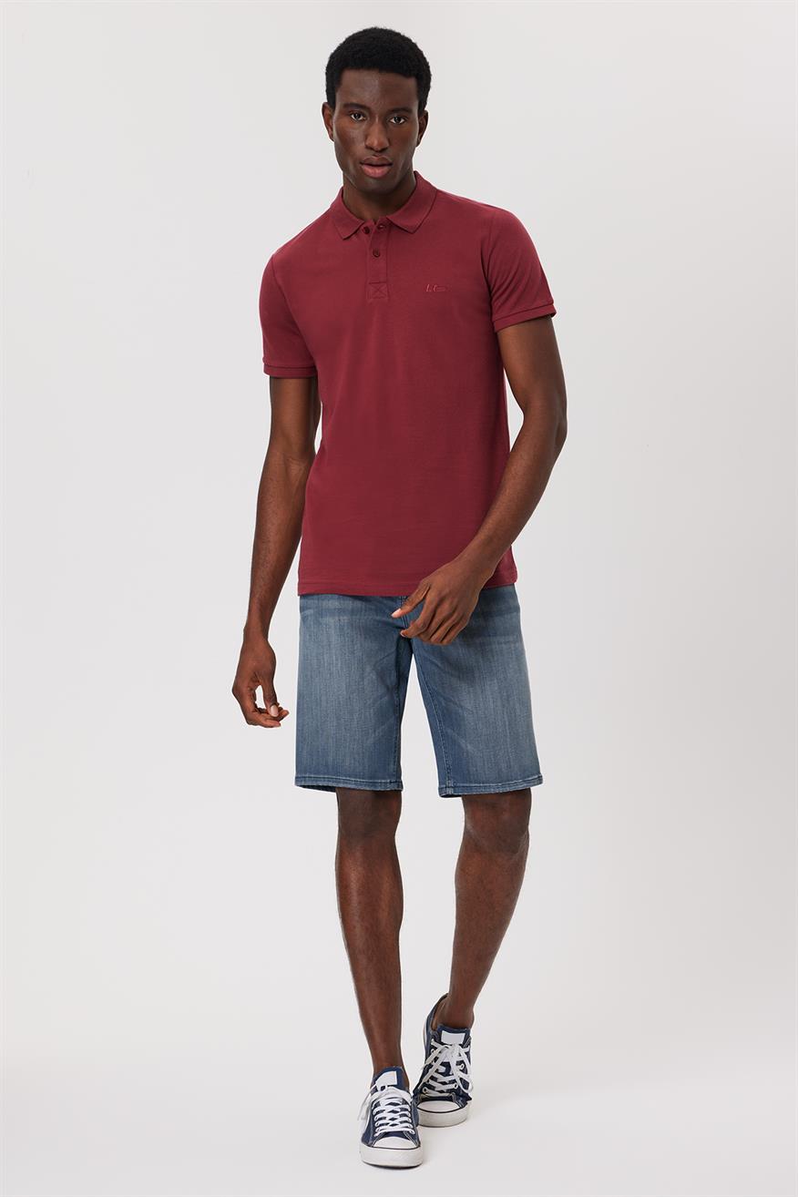 Twins Erkek %100 Pamuk Polo Yaka T-Shirt Bordo