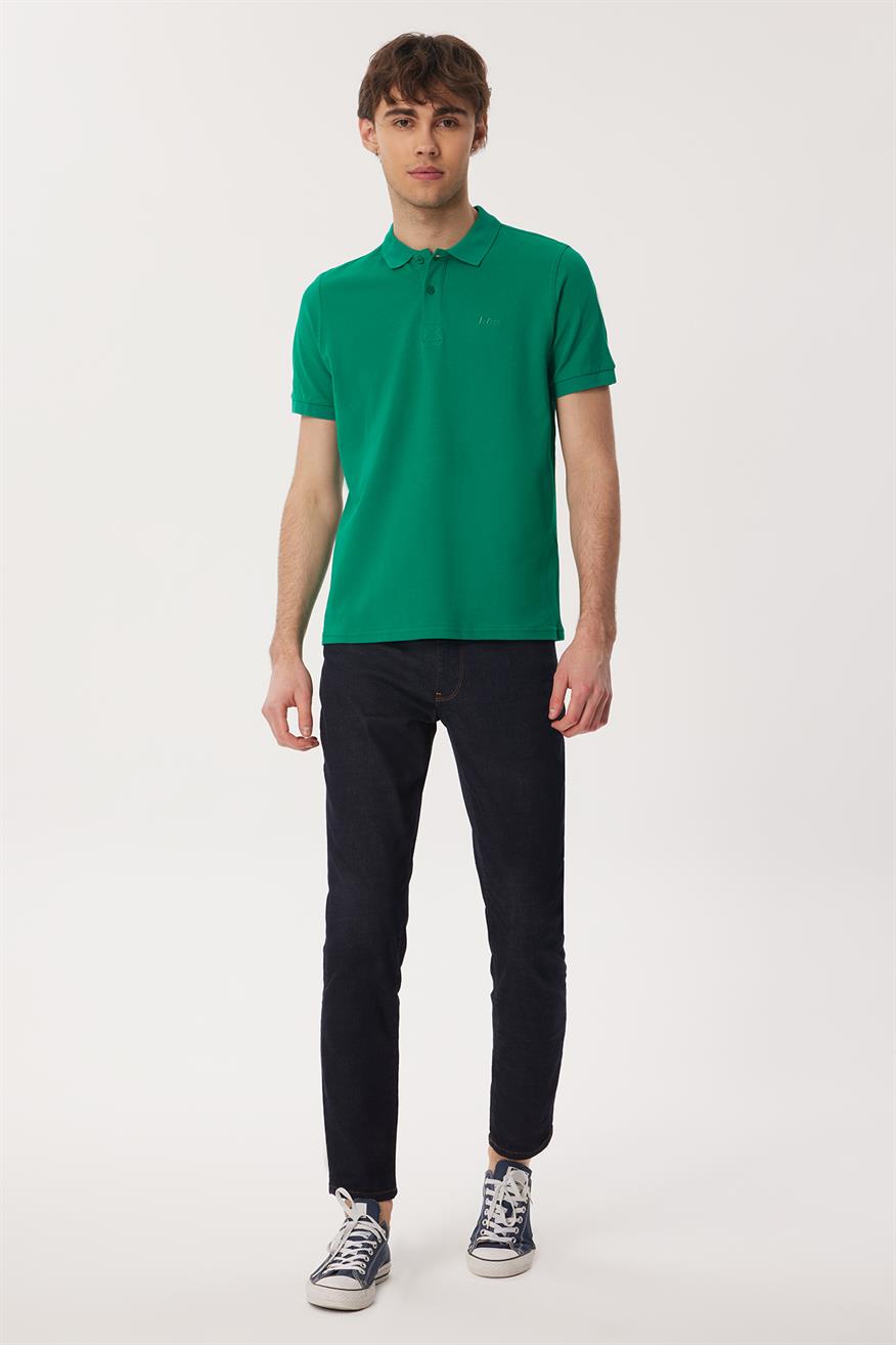 Twins Erkek %100 Pamuk Polo Yaka T-Shirt Canlı Yeşil