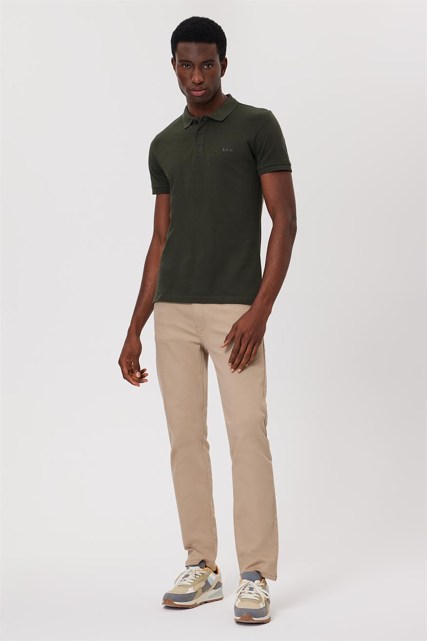 Twins Erkek %100 Pamuk Polo Yaka T-Shirt Olive