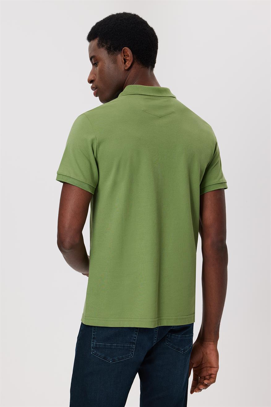 Twins Erkek %100 Pamuk Polo Yaka T-Shirt Yeşil