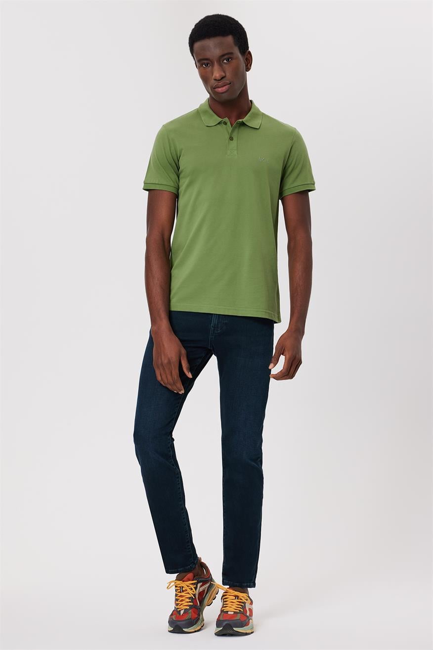 Twins Erkek %100 Pamuk Polo Yaka T-Shirt Yeşil