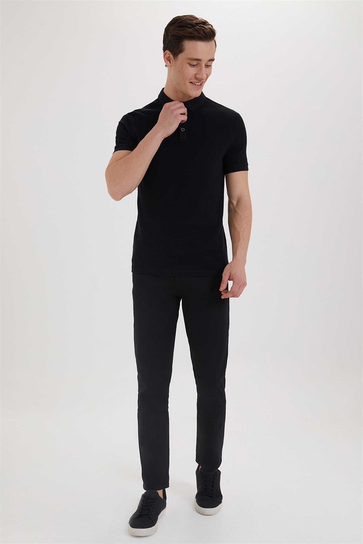 Tylen Erkek %100 Pamuk Polo Yaka T-Shirt Siyah