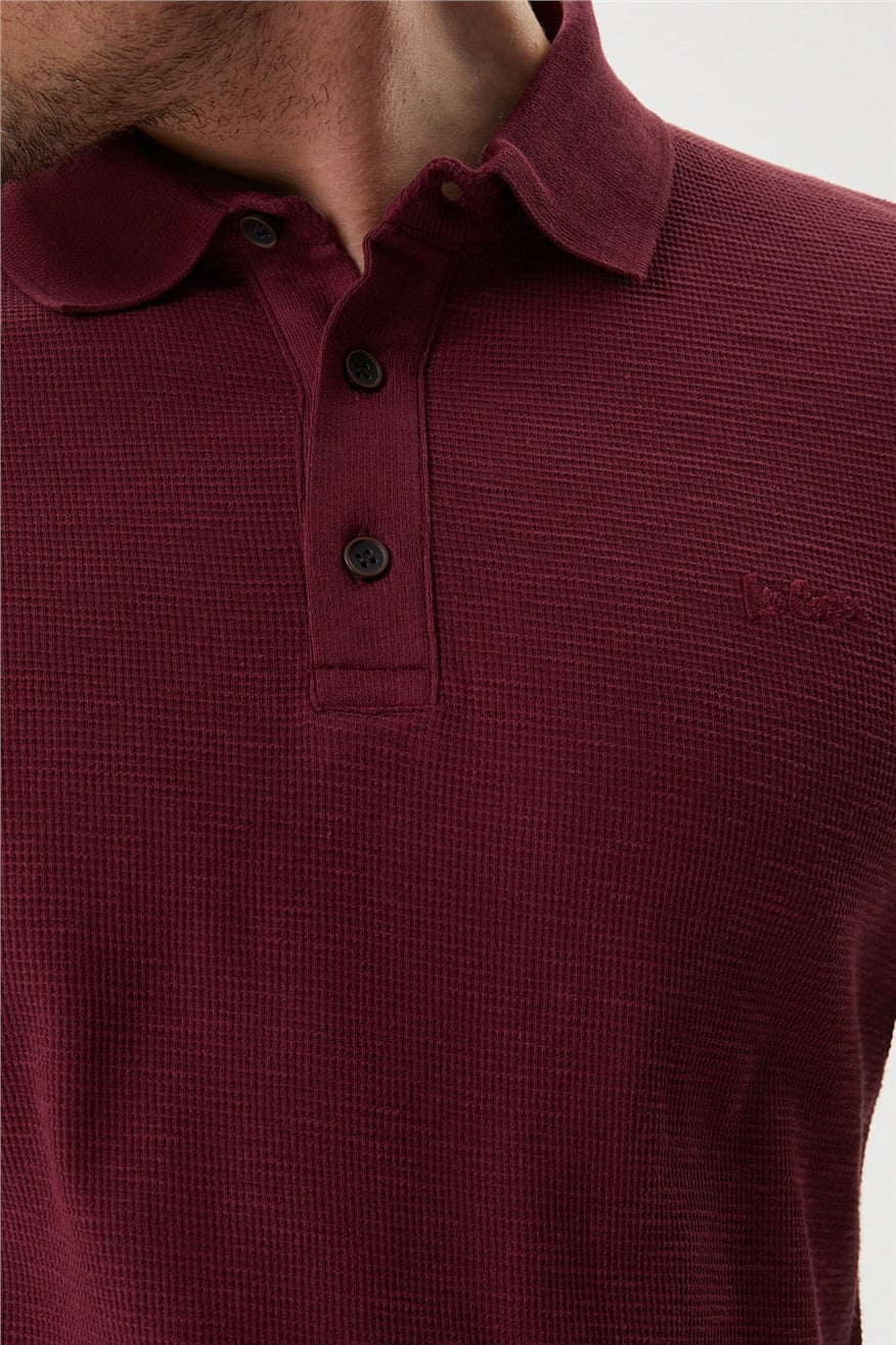 Tylen Erkek %100 Pamuk Polo Yaka T-Shirt Mürdüm