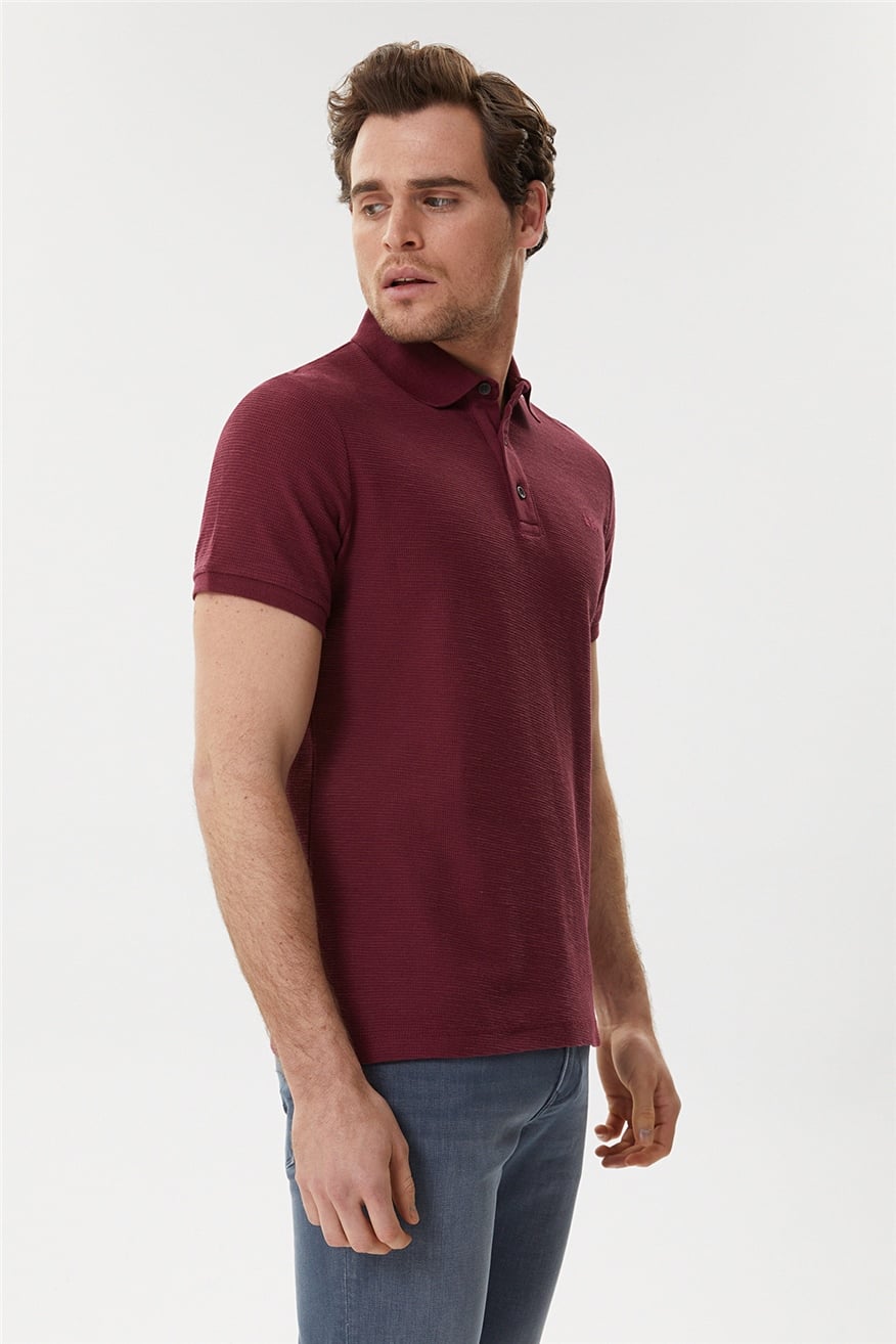 Tylen Erkek %100 Pamuk Polo Yaka T-Shirt Mürdüm
