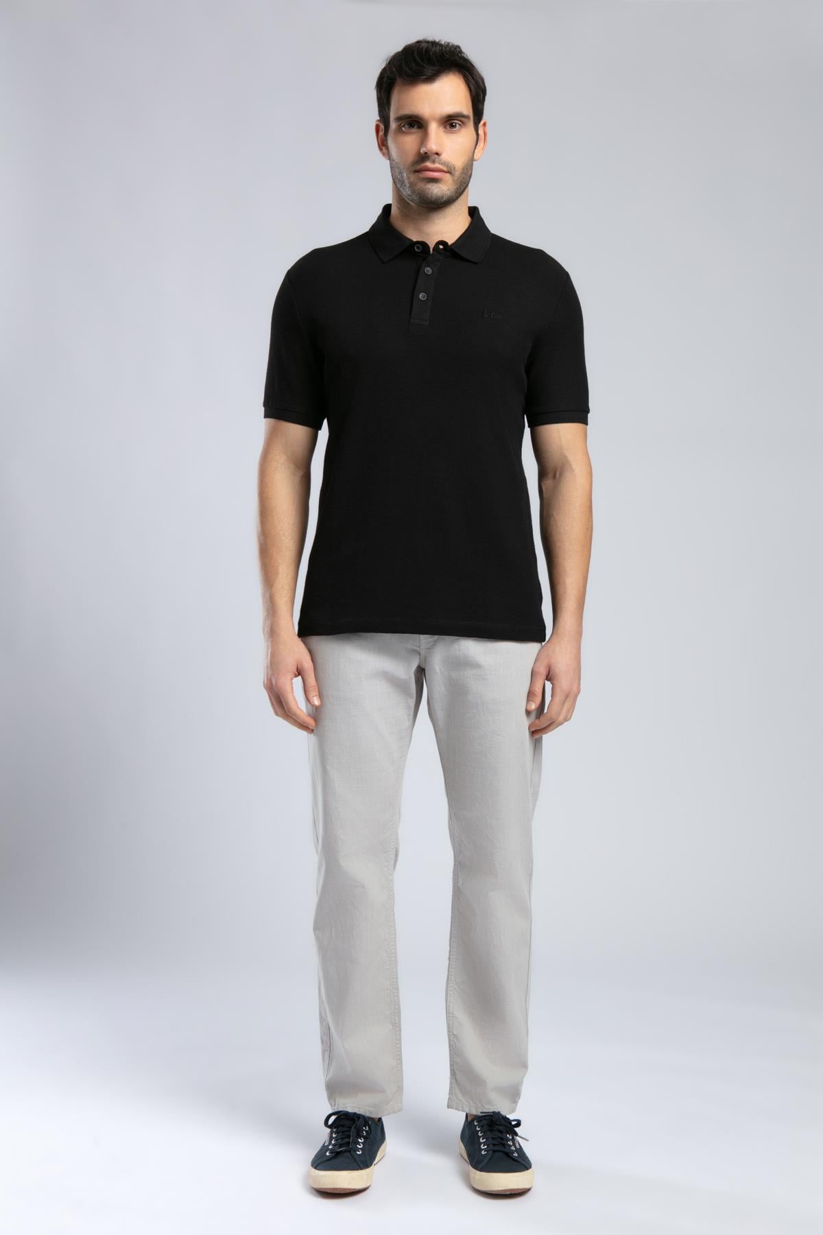 Tyler Erkek %100 Pamuk Polo Yaka T-Shirt Siyah