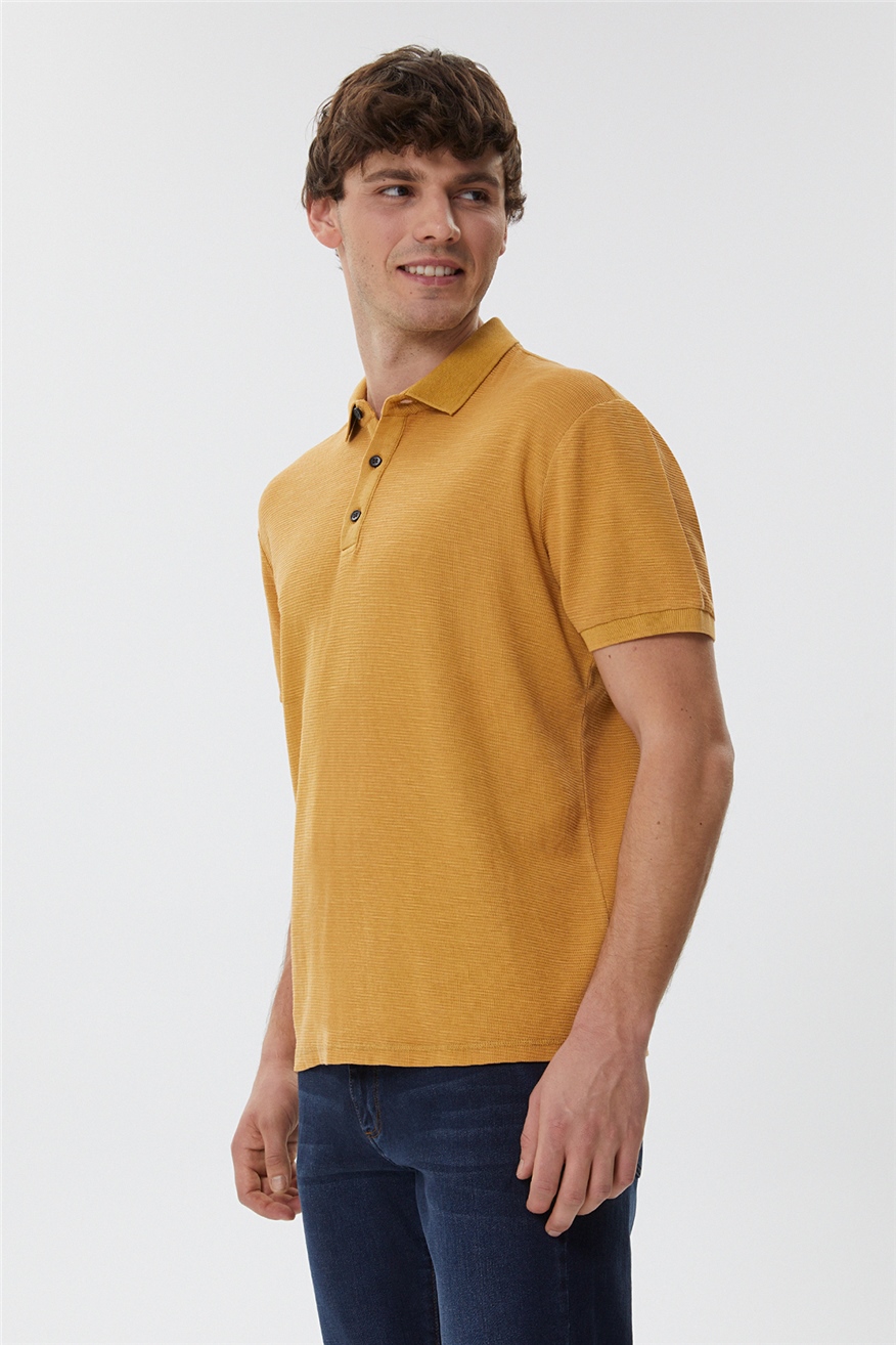 Tylen Erkek %100 Pamuk Polo Yaka T-Shirt Hardal