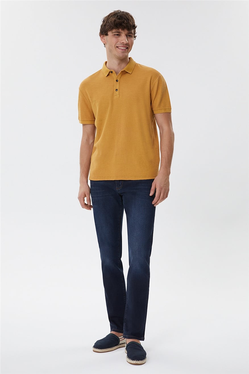 Tylen Erkek %100 Pamuk Polo Yaka T-Shirt Hardal